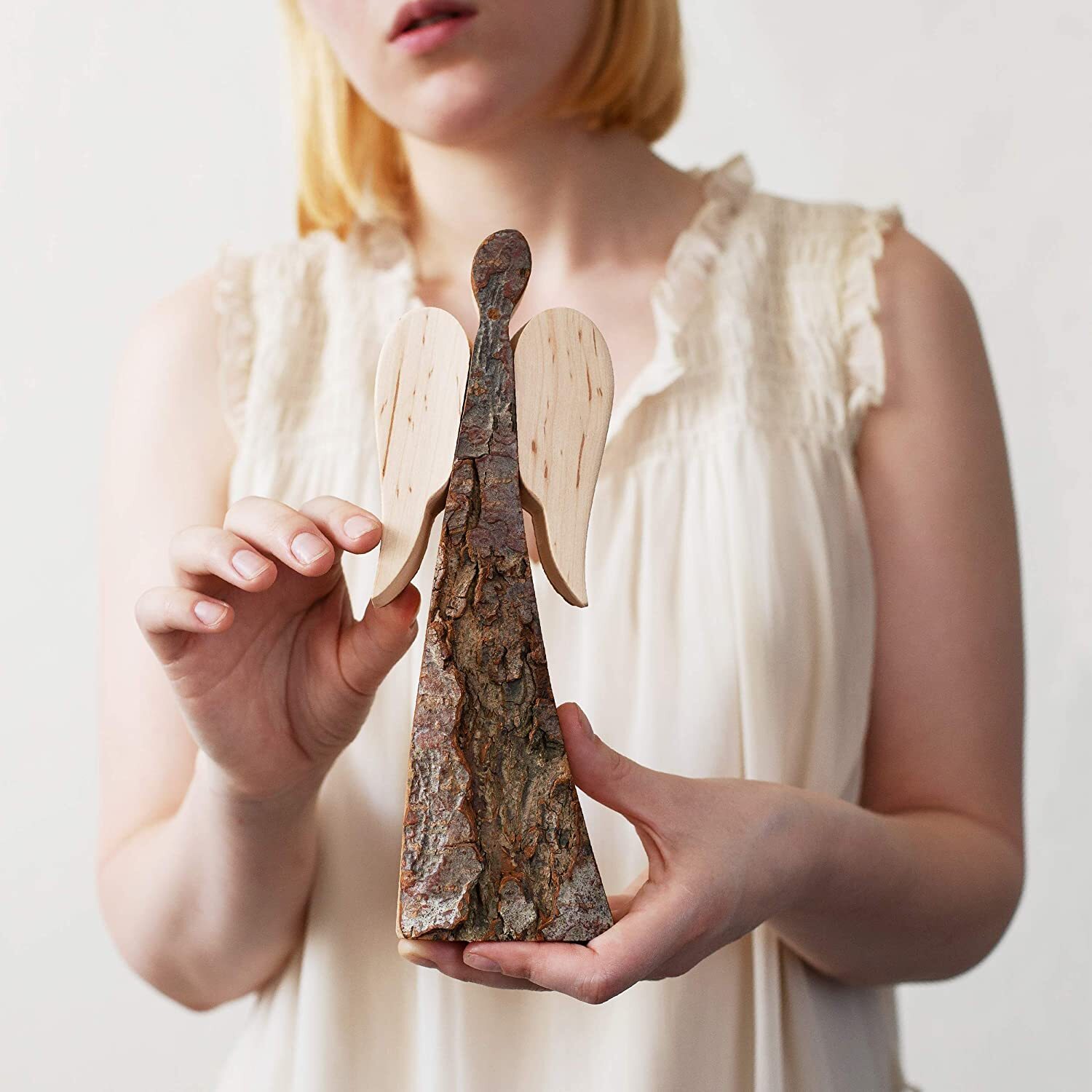 Wood Angel Figurines, Guardian Angel Decor, In Memory Gift, Christian Sympathy