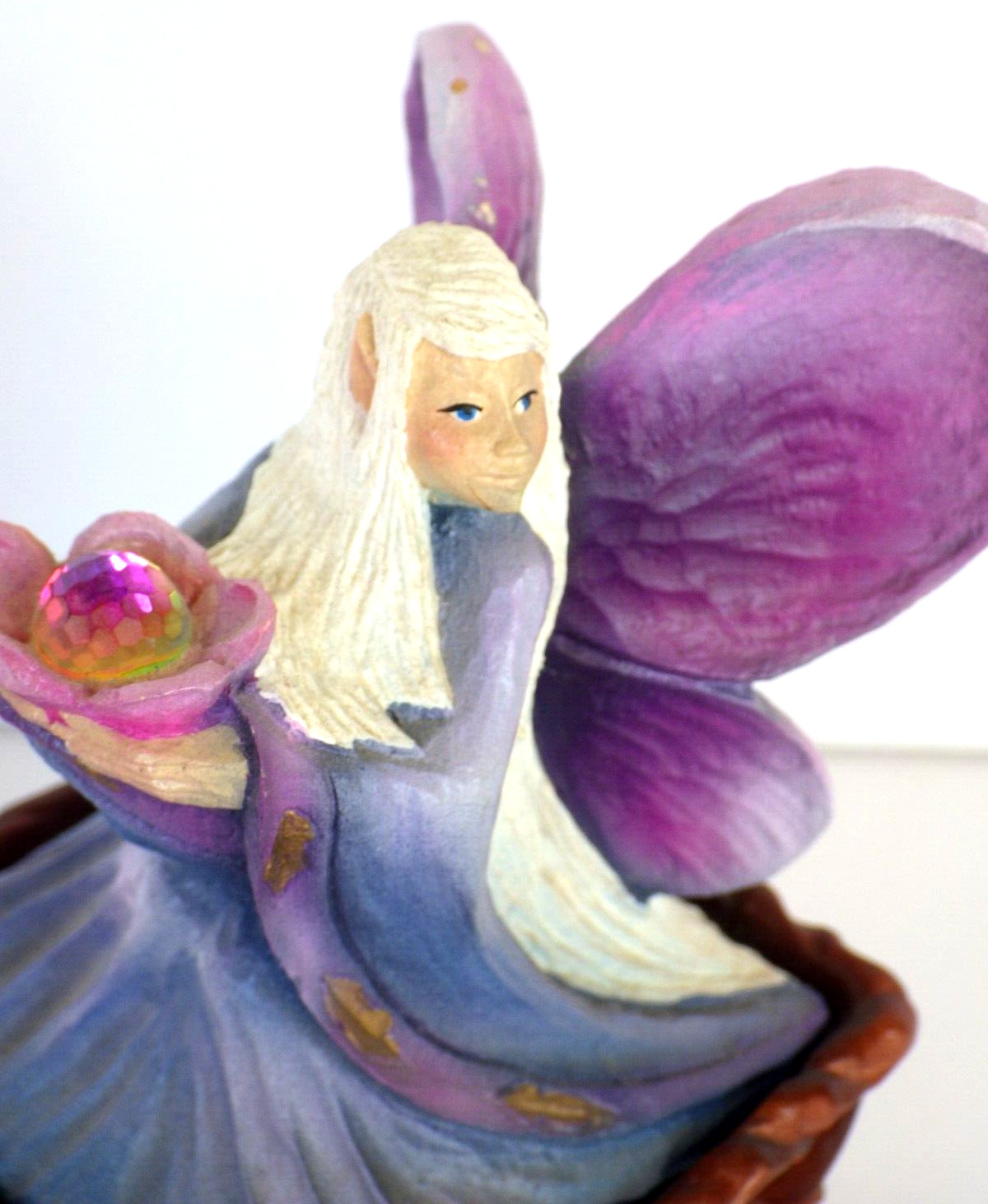 Whittler’s Workshop Hand Painted Fantasy Whimsical Carved Wood Fairy Trinket Box