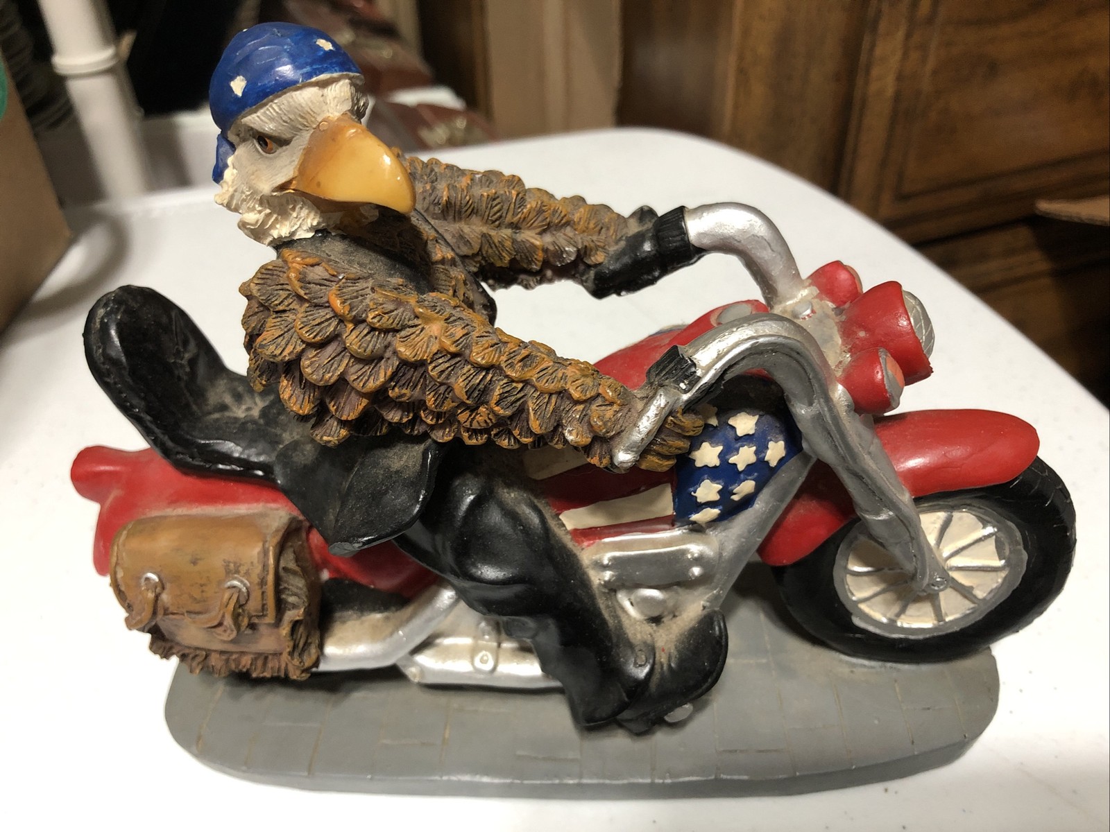 Easy Rider Motorcycle Bald Eagle Biker 8-1/2″ Figurine Ceramic Statue Patriotic