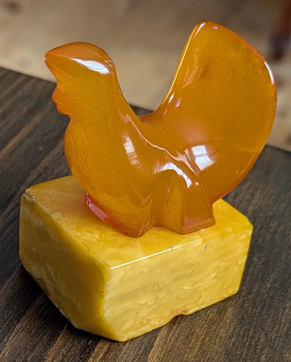 Vintage Collectible Baltic Amber Butterscotch Turkey Statuette