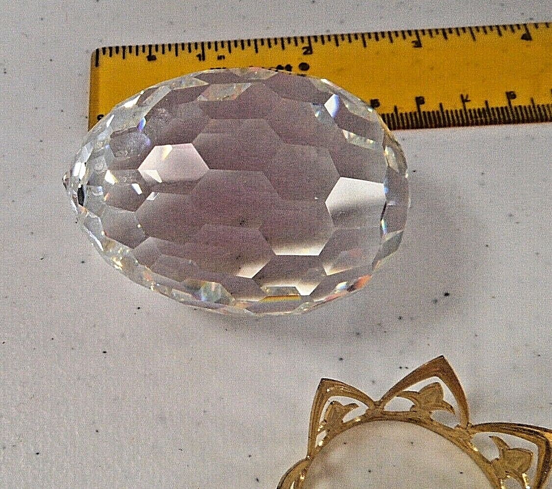 Crystal Paperweight Figurine FACETED EGG 2.5in Tall with Stand