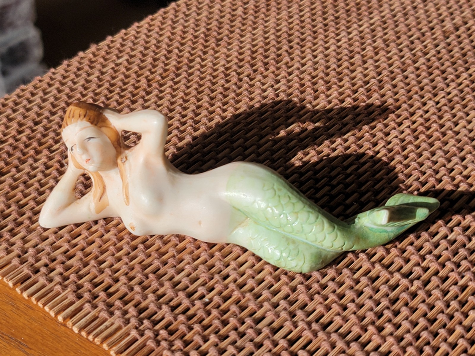 VTG Miniature Porcelain PIN-UP Art MERMAID Figurine Made in JAPAN Hand-Painted