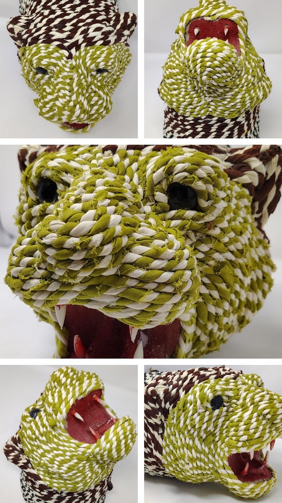 Rope Art Wild Cat Head Wall Trophy Faux Taxidermy Lion Leopard Jaguar Sculpture