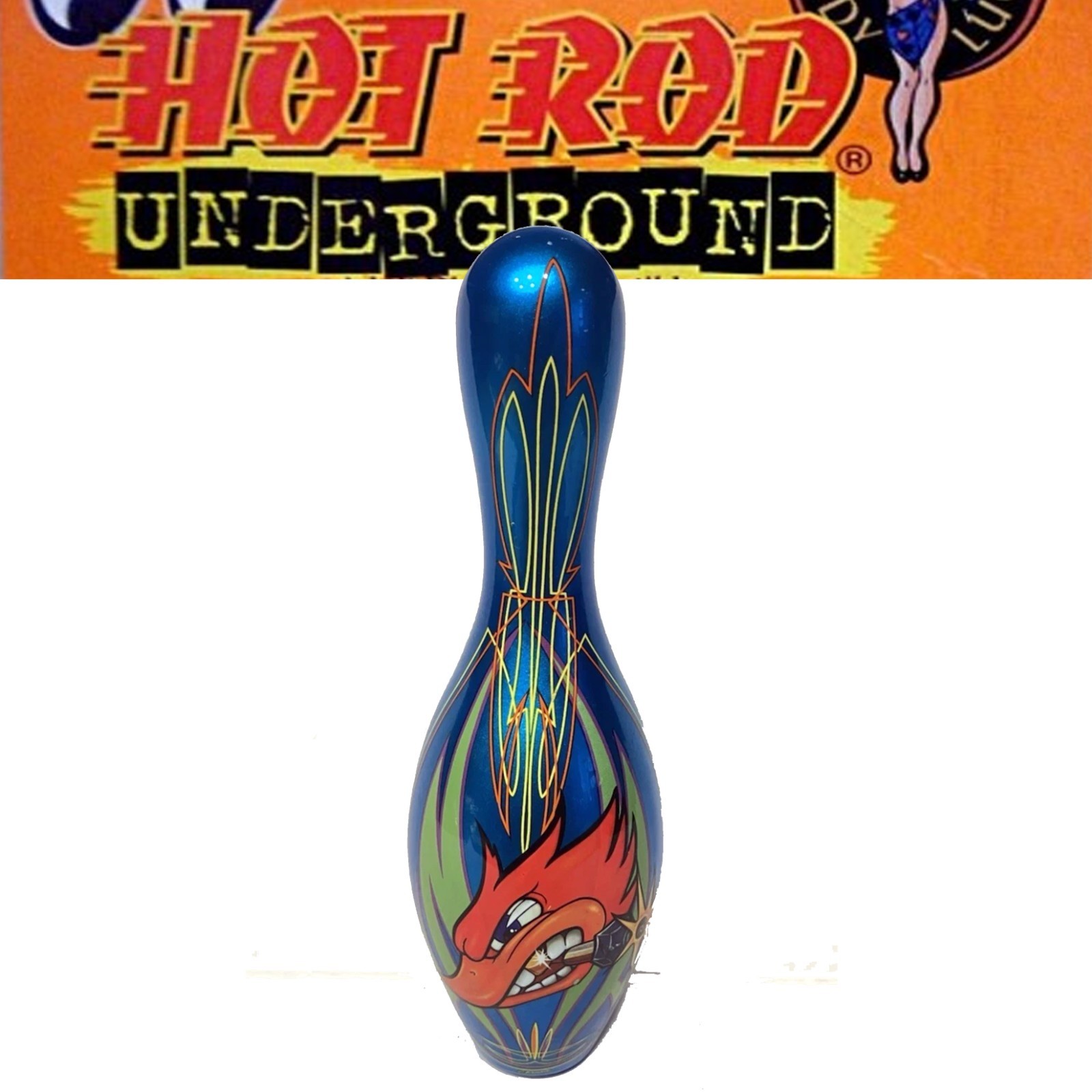 Hot Rod Underground Pin Head 7 1/2″ Bowling Woody Woodpecker Blue Toy Zone