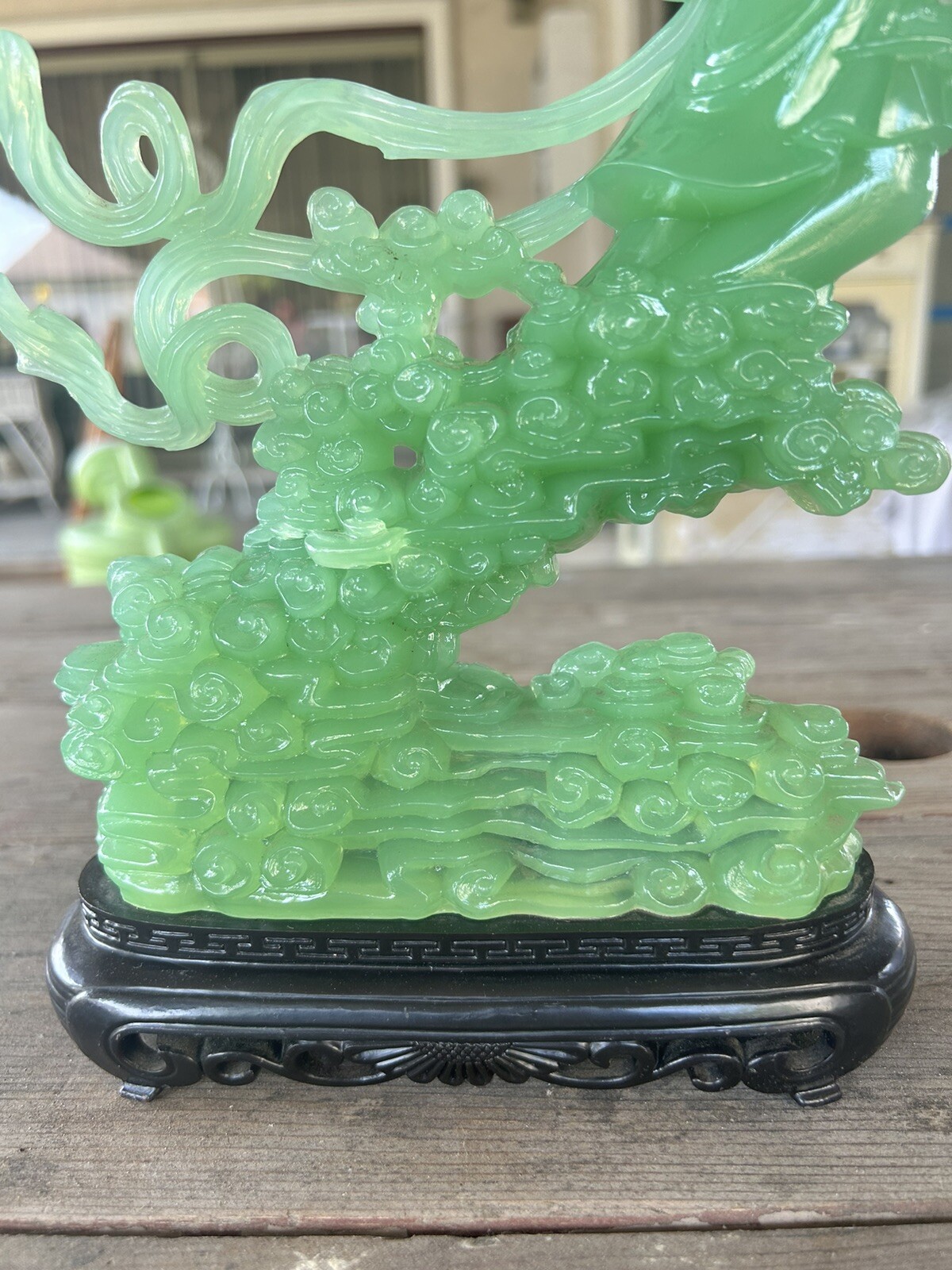 Vintage Faux Jade Geisha Asian Women -Resin Figurine Made In Hong Kong 12.5 In
