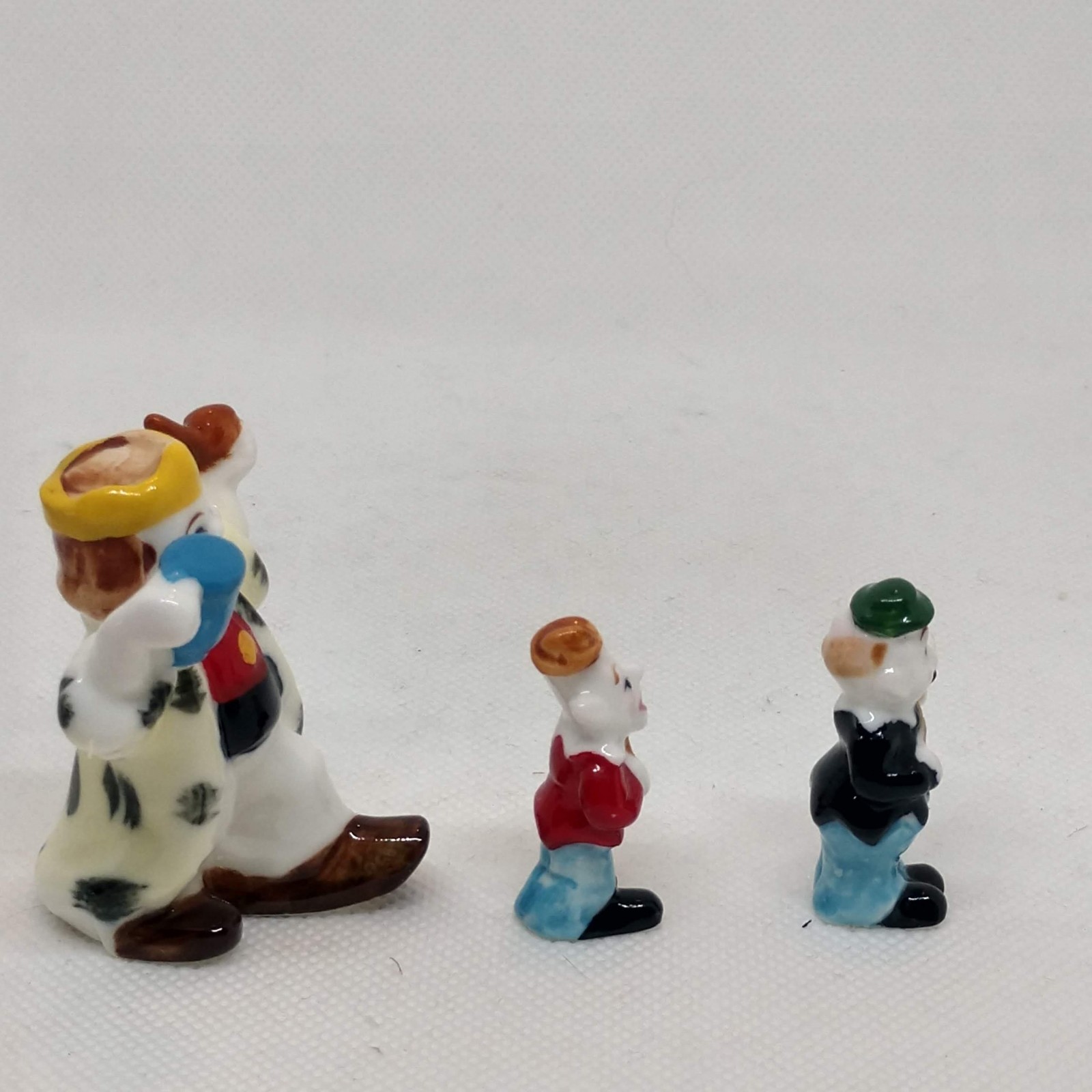Miniature Bone China King Kole Clown Figurines Lot Of 3 Japan Boxed Hand Painted