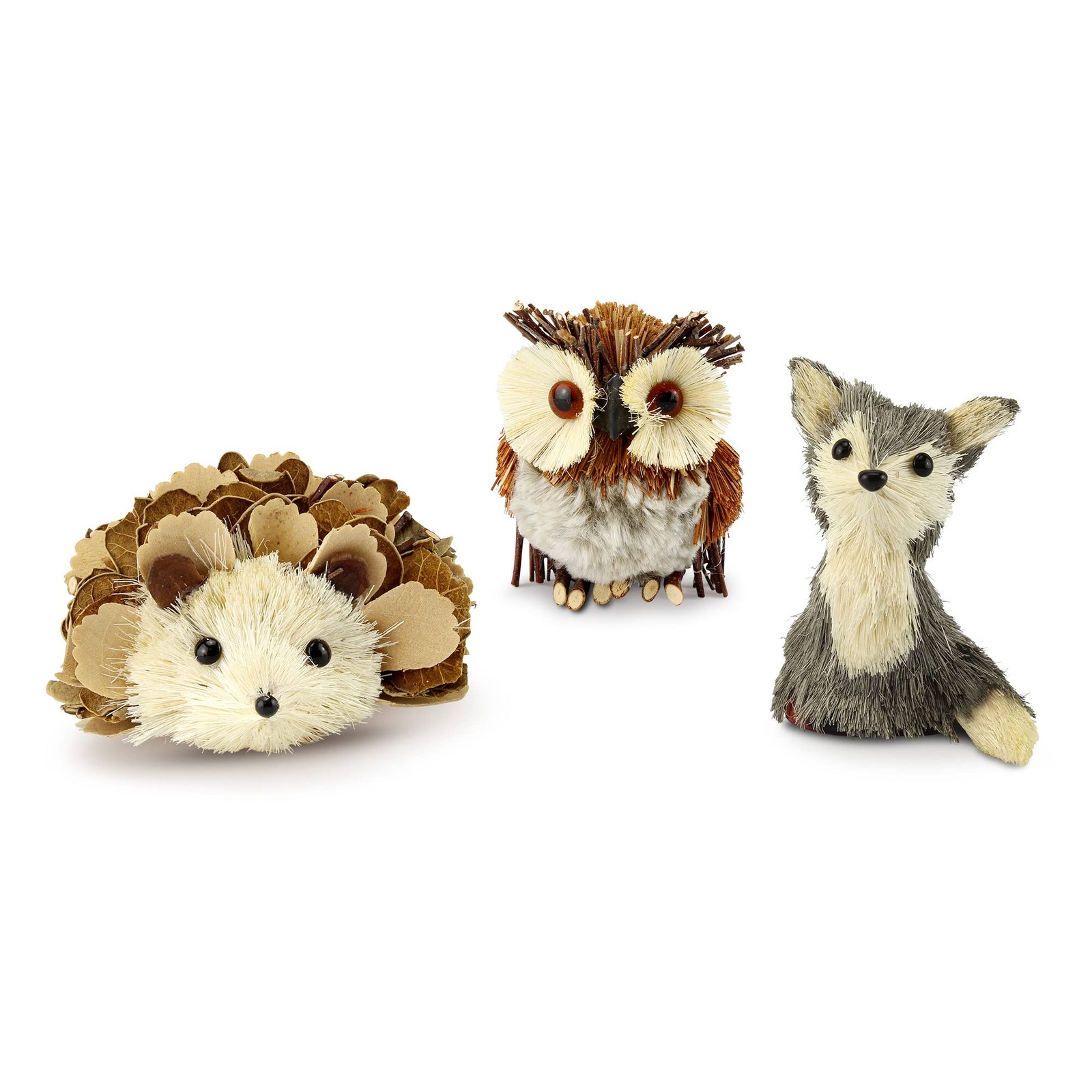 3 PCS Woodland Friends Fox Owl Hedgehog Figurine Forest Animals Fall Decor