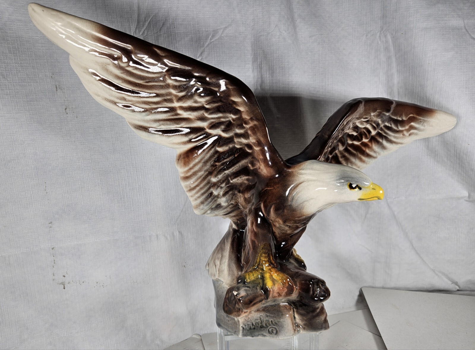 Vintage American Eagle Bird Figurine Porcelain Large Statue 21″ Signed Art