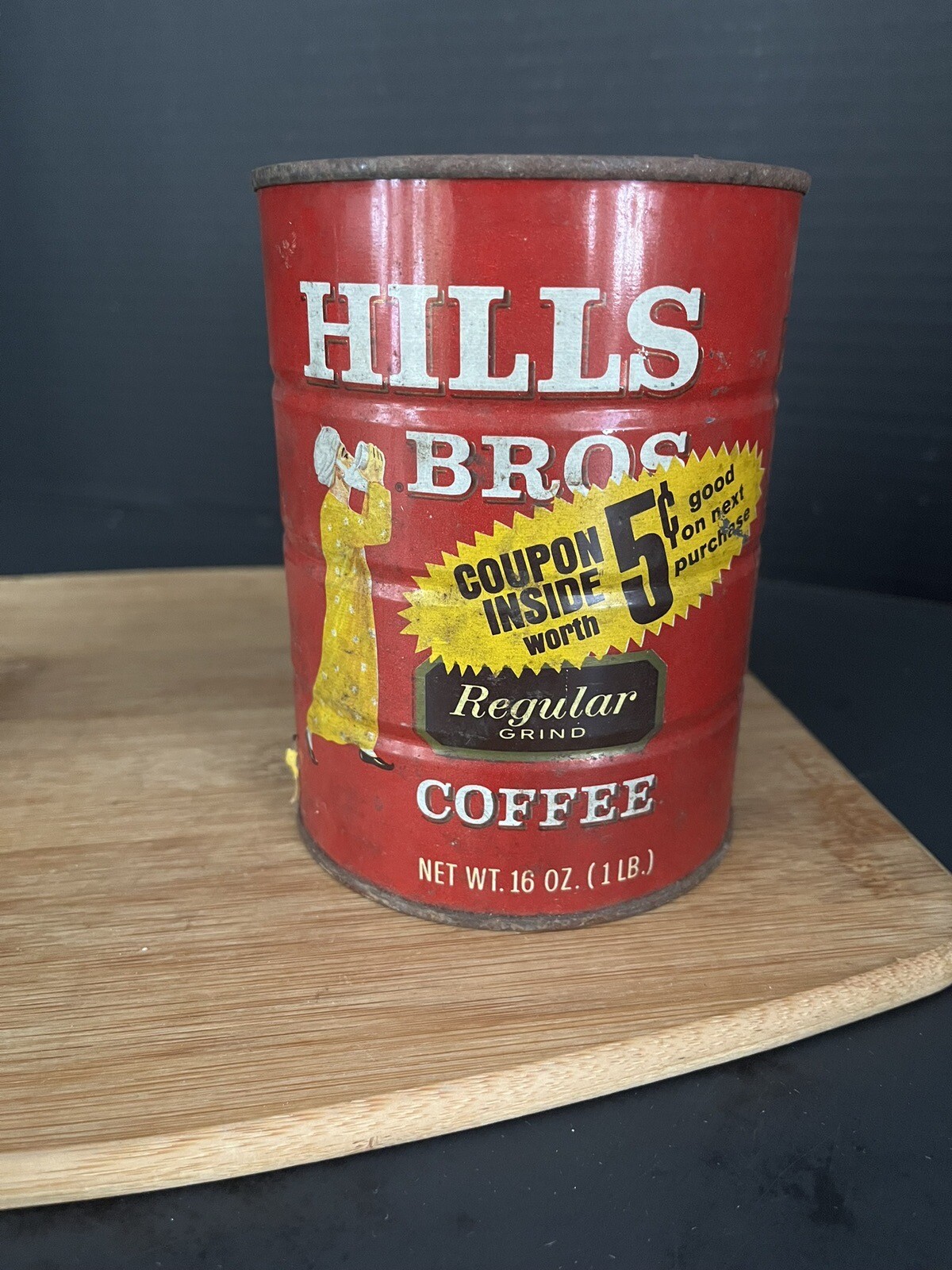 VINTAGE HILLS BROS BROTHERS COFFEE CAN 1 LB TIN