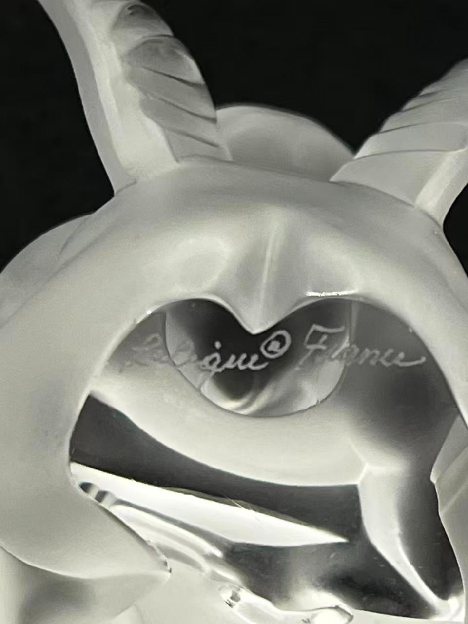 Lalique France Frosted Crystal Cherub Playing Mandolin Figurine 3.2in Tall
