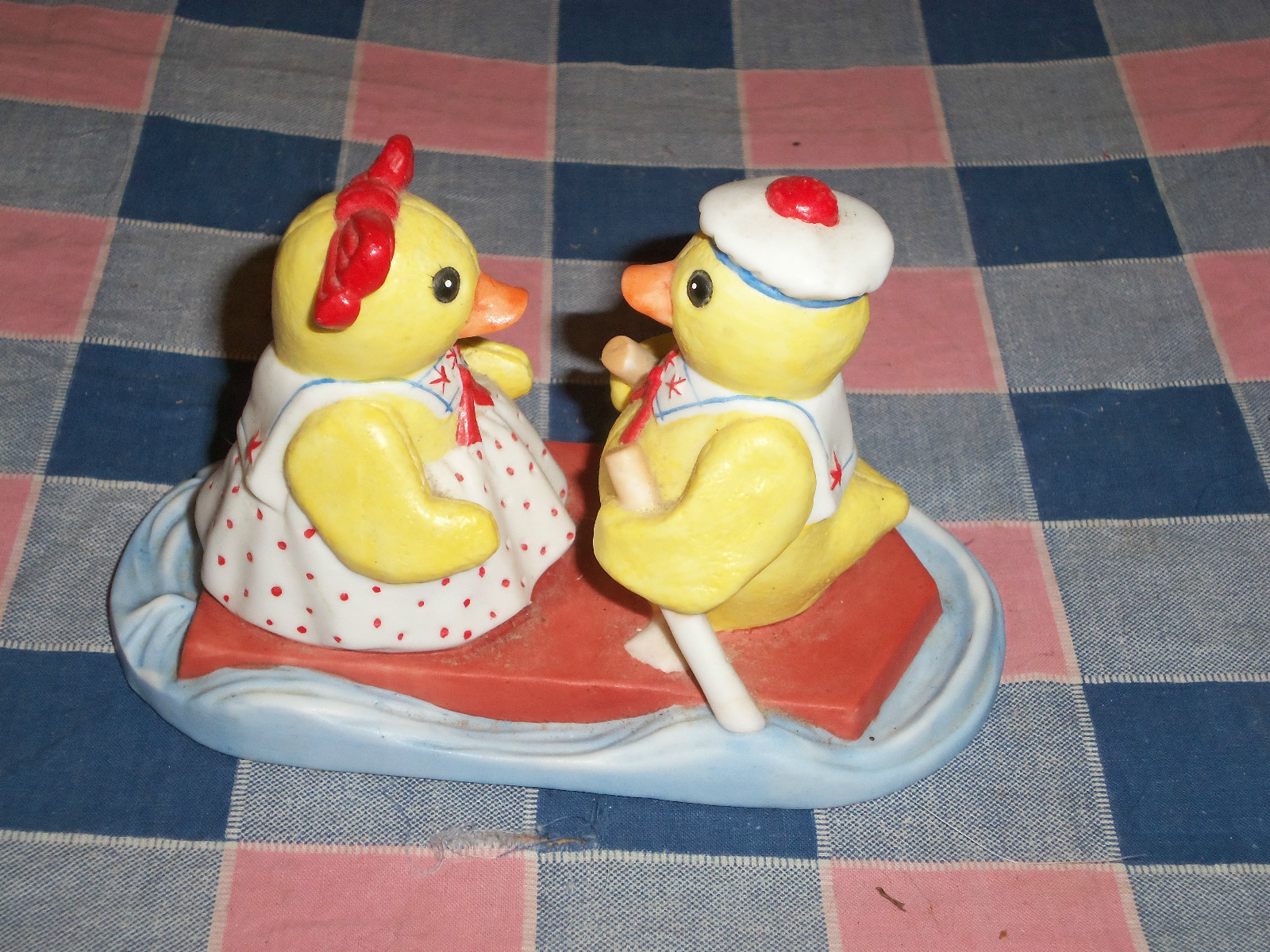 Cute Two Ducks on Raft Rowing Boy Girl 3 1/4″ High