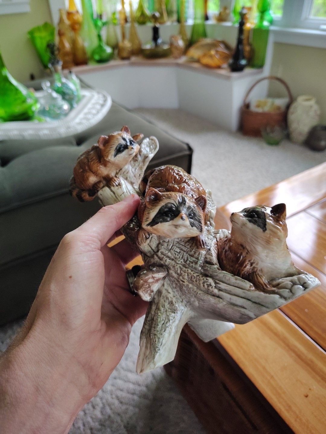 Masterpiece By Homco Ceramic Racoons Figurine