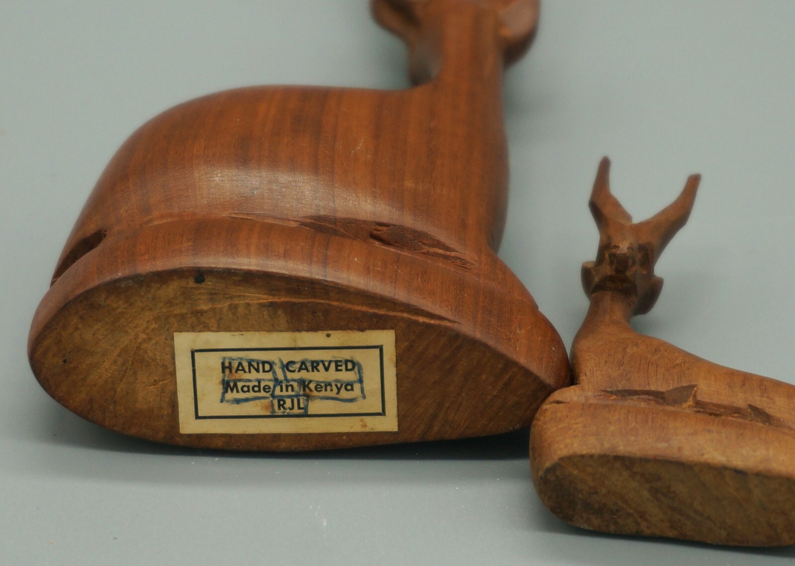Hand Carved Wooden GAZELLES (2) – Made in Kenya RJL – 5 in. and 2.375″ tall