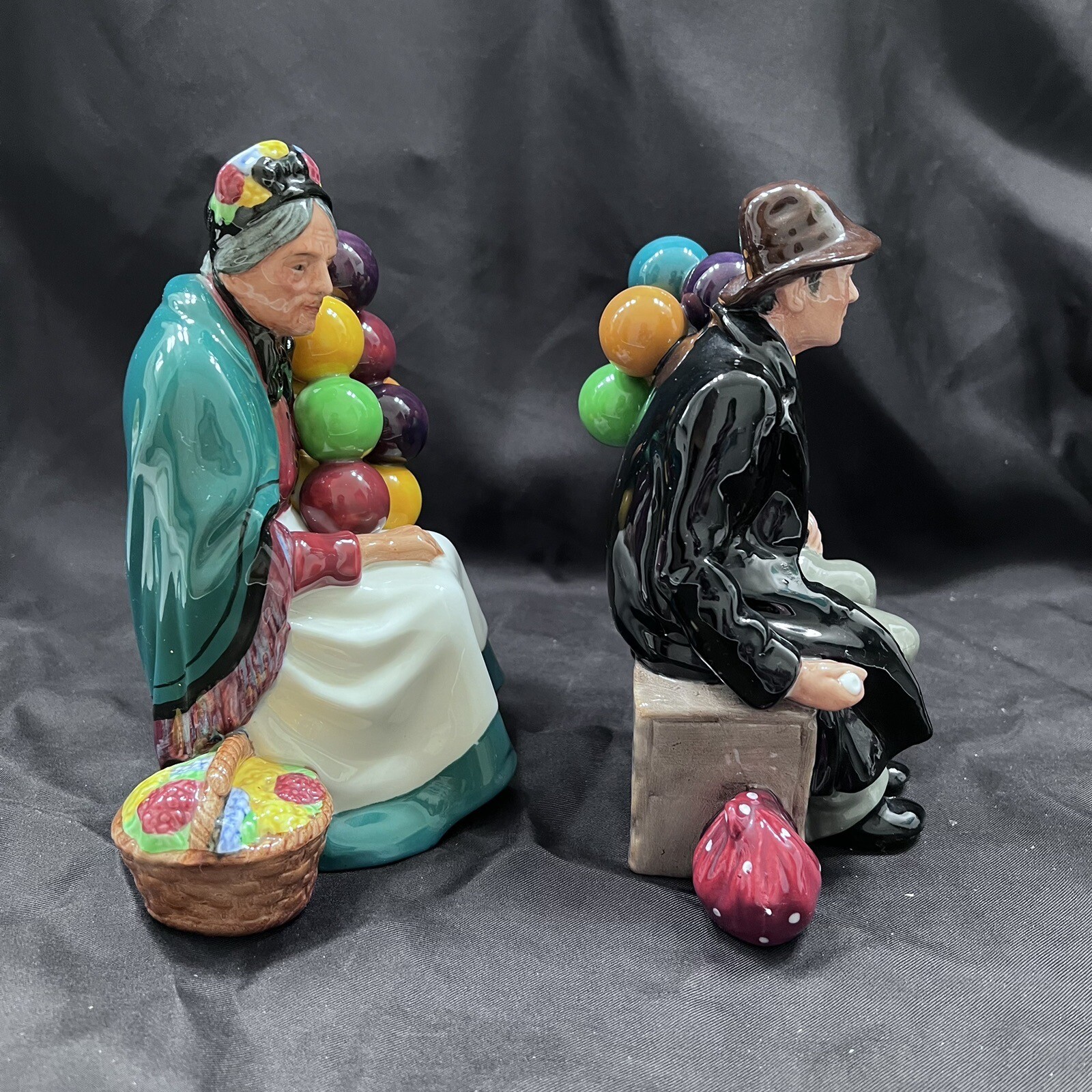Pair 1960’s Royal Doulton Old Balloon Seller & The Balloon Man Figures – Vintage
