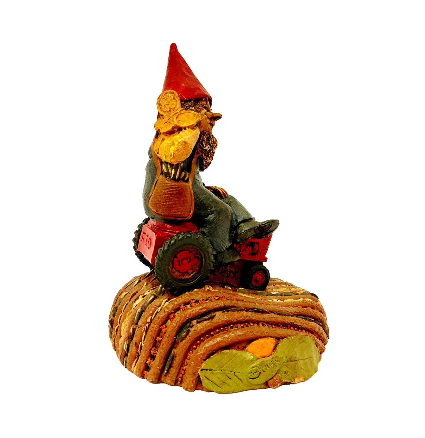 Tom Clark Gnome MacDonald Signed 1987 Figurine Tractor Farmer Butterfly 7″