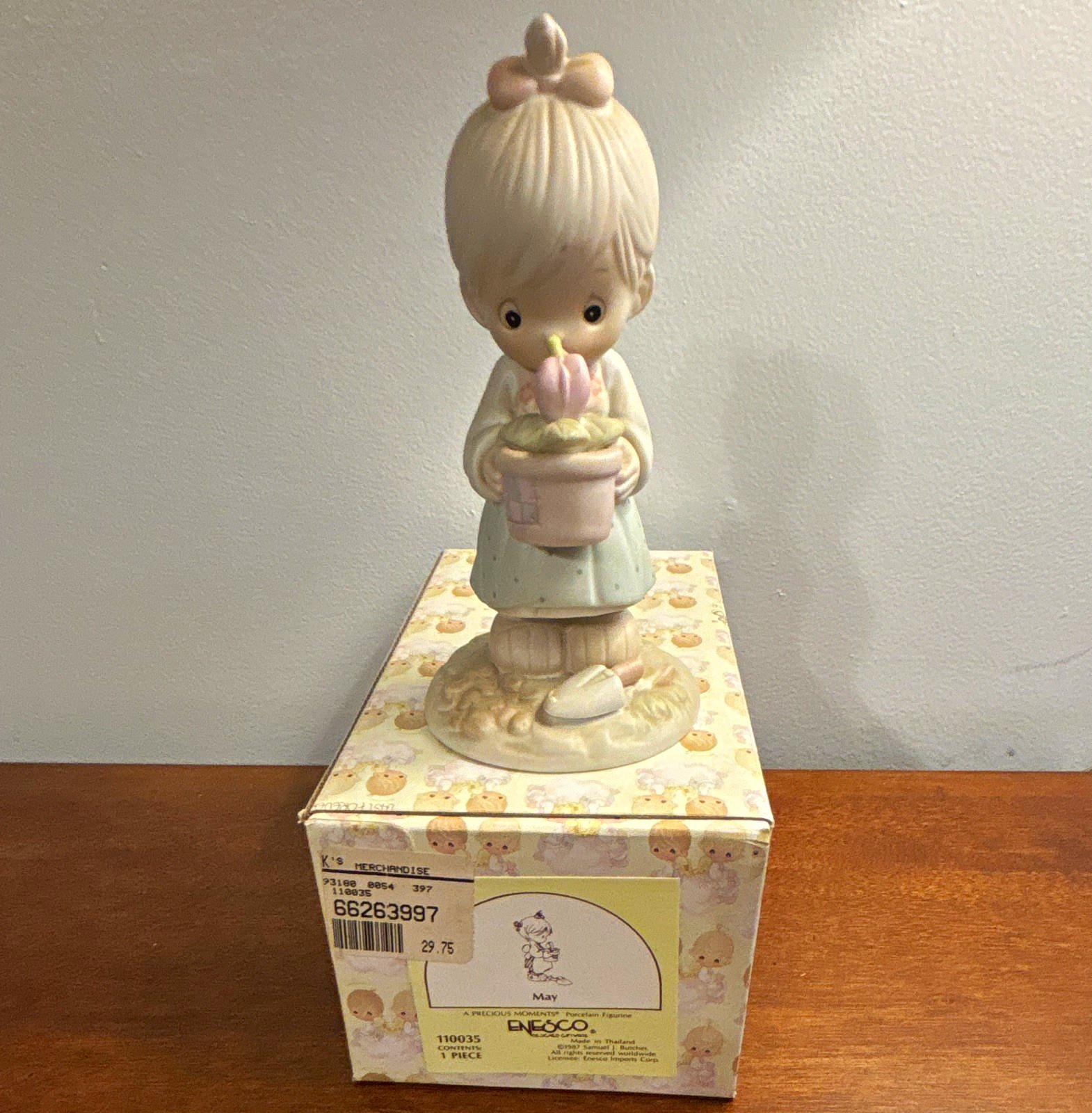 Precious Moments “May” 110035 Porcelain Girl Figurine Boxed 1987