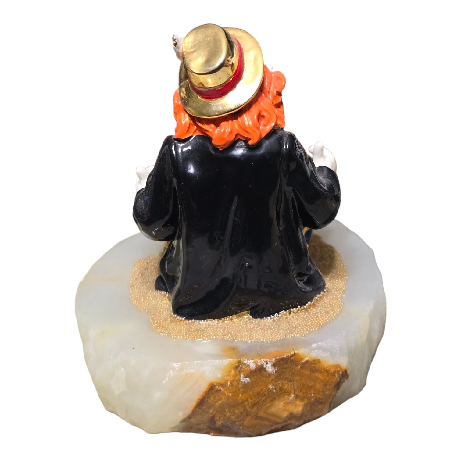 Ron Lee 1997 Thumbs Up Sitting Cross Legged Clown on Onyx Base 3 3/4″ Tall