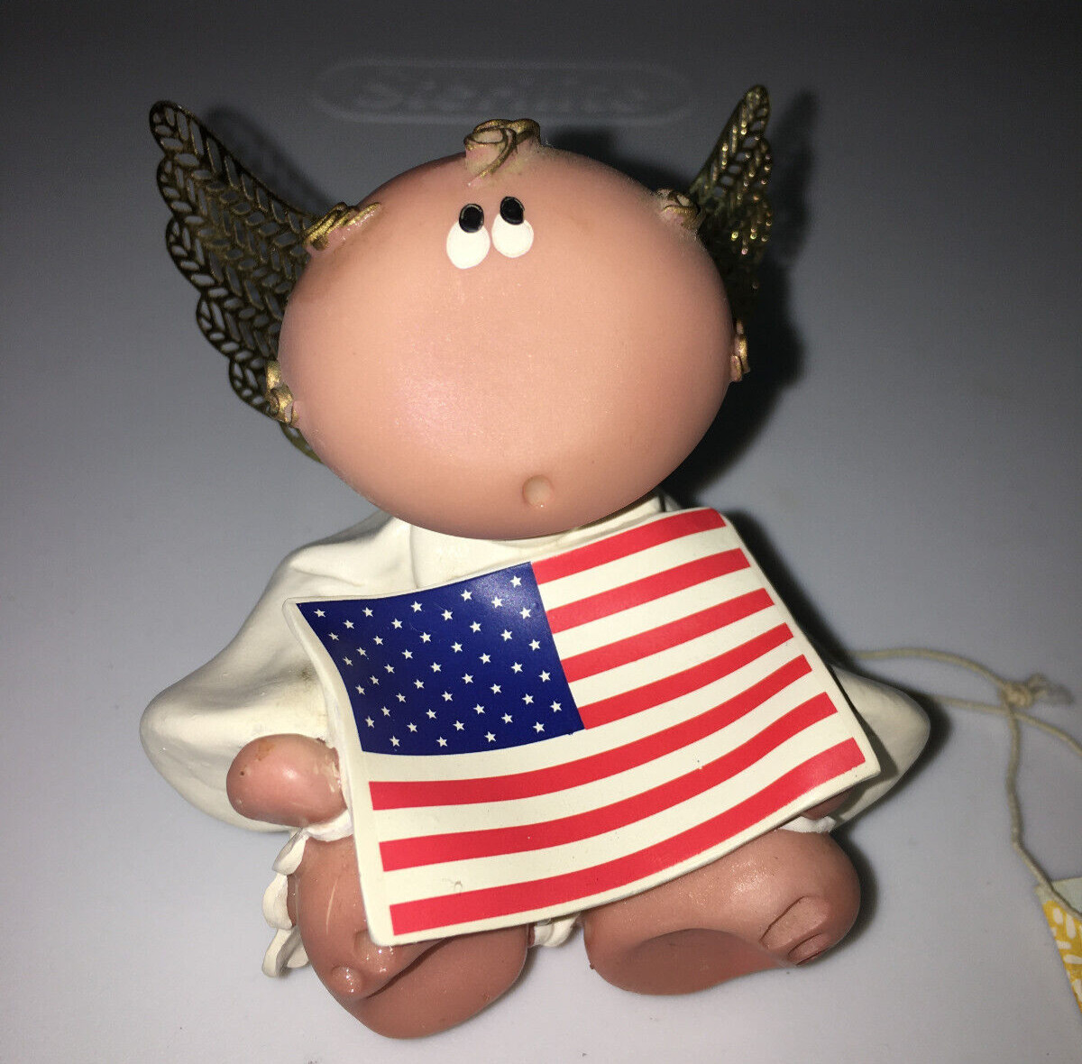 Angel Cheeks Patriotic Guardian Angel By Kirks Kritters 2001 Poam Card Flag USA