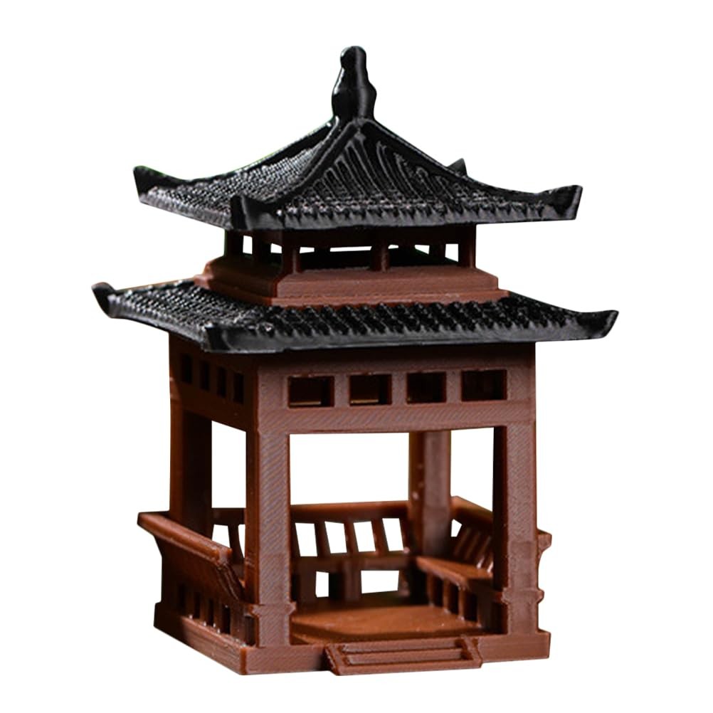 Mini Pagoda Statue Fairy Garden Miniature Hexagon Pavilion Figurine for Flowe…