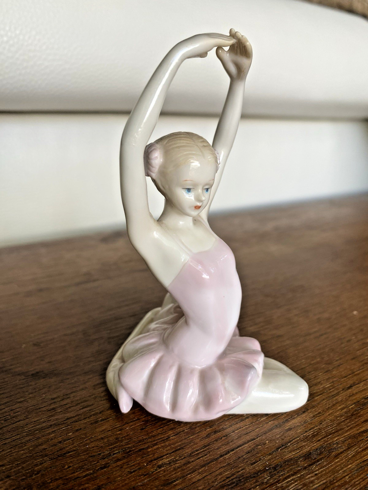 Posing Ballerina Figurine Porcelain Pink tutu Pastels, Princess Leia side buns