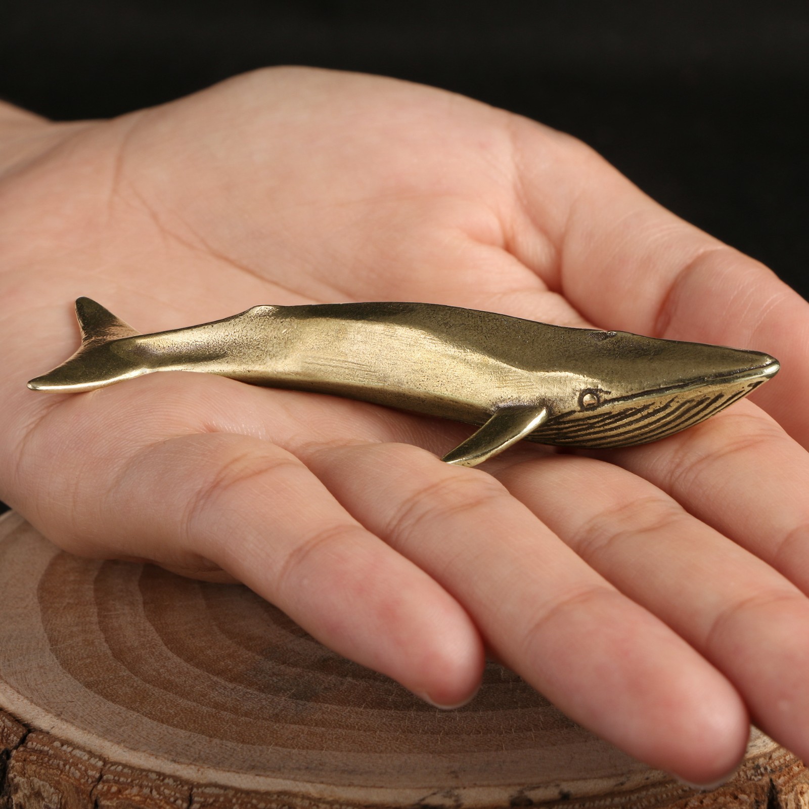 Marine creature blue whale brass ornament