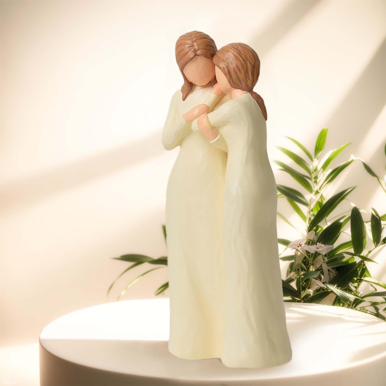 Mother Daughter Resin Hand-Painted Statue Figurine Mom Birthday Gifts