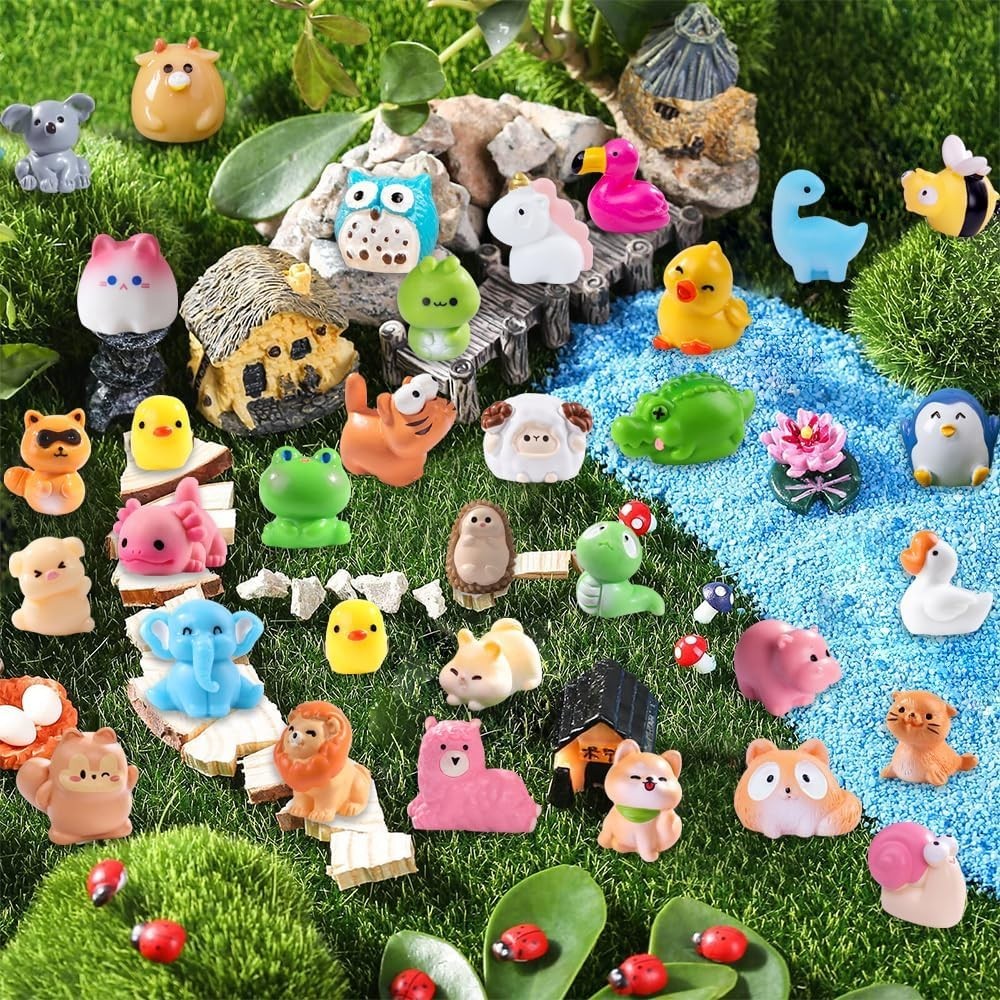 50pcs Mini Animal Figures in 50 Styles for Crafts, Party Favors & Decor