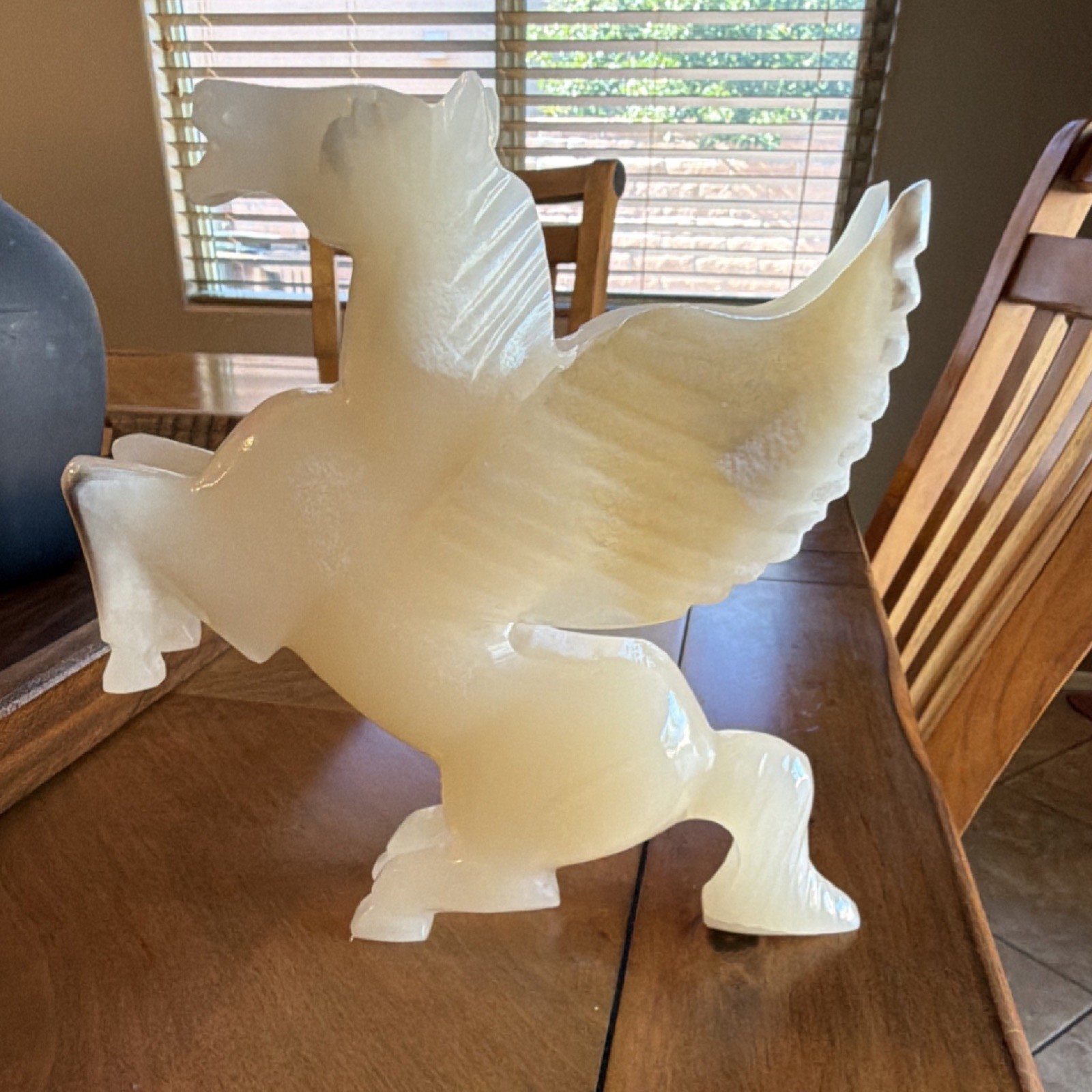 Pegasus White Stone Polished Figurine Mythical Creature Sculpture for Adults