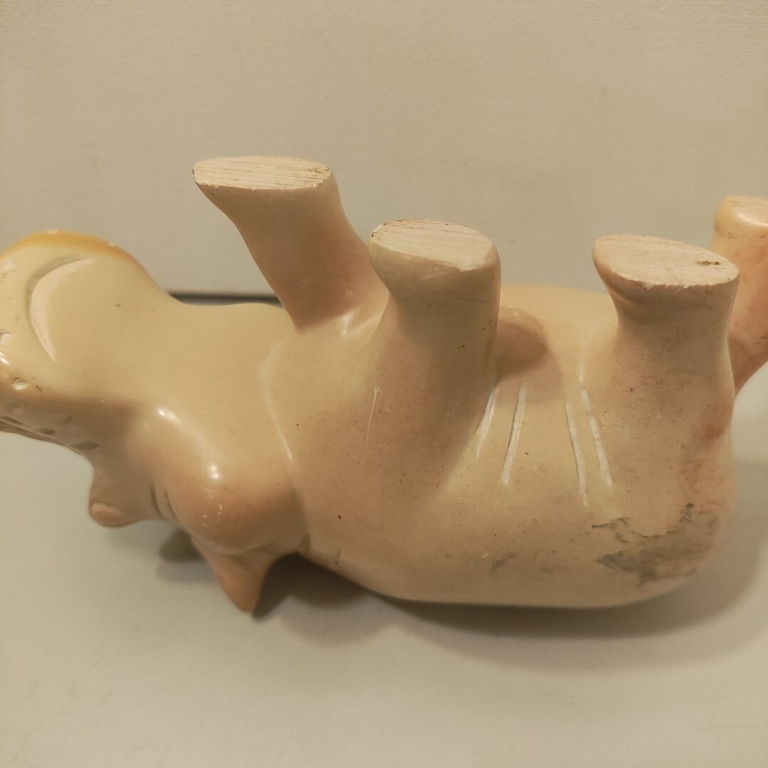 Hand Carved Stone Hippopotamus Vintage 2 3/4″ In Height paperweight Figurine