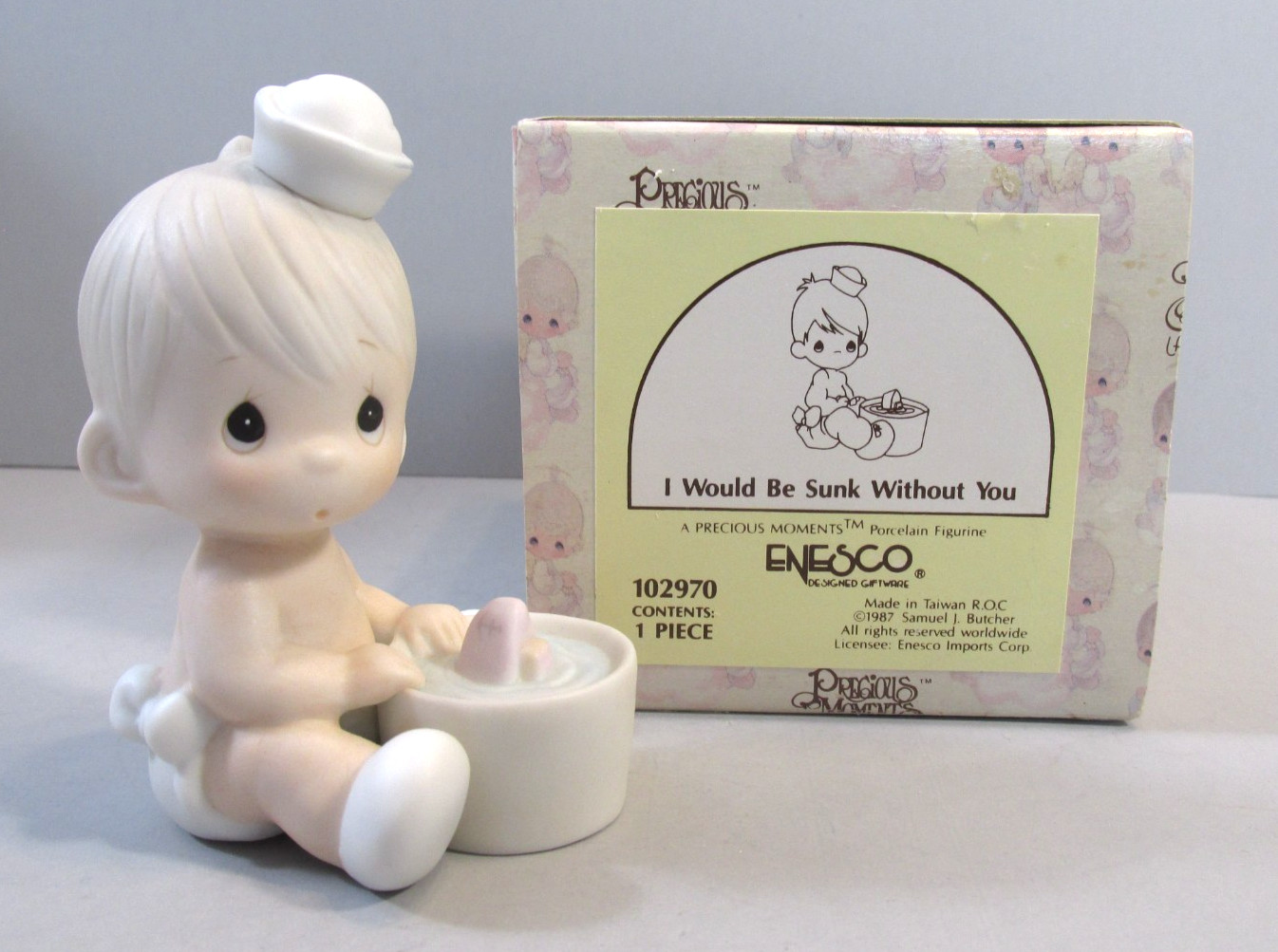 1987 Precious Moments “I Would Be Sunk Without You” Baby Figurine – #102970