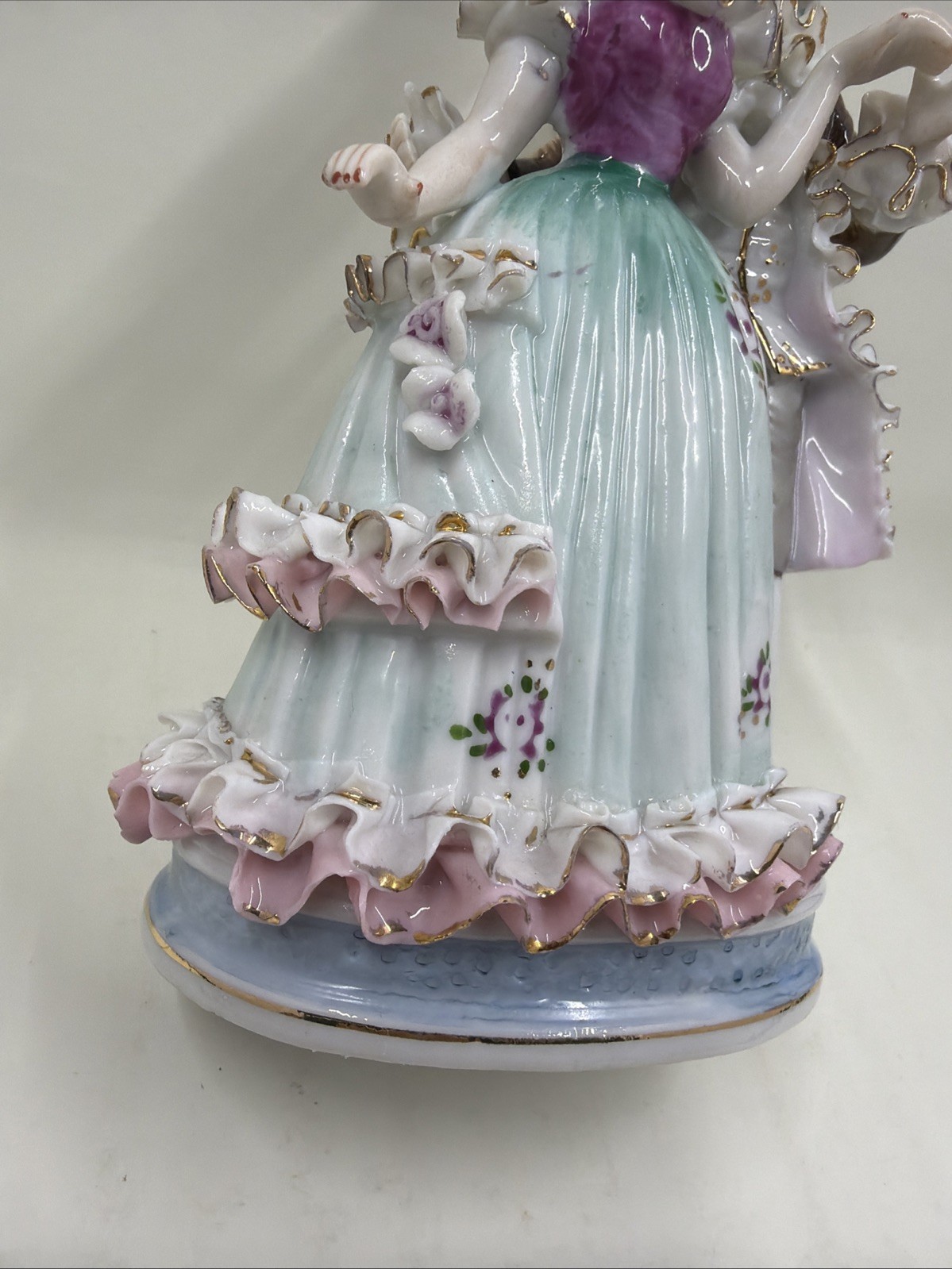 Vintage Bone China Lace Renaissance Dancing Couple Figurine With Crossed Swords