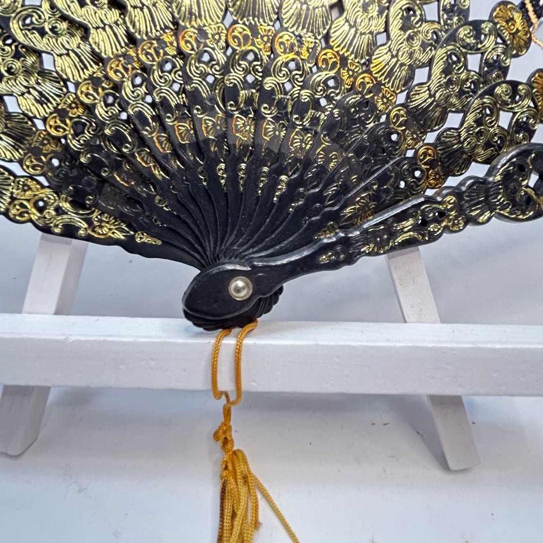 Peacock Embroidery Fan Lace Decor for Dance Photography Cosplay 9.4in