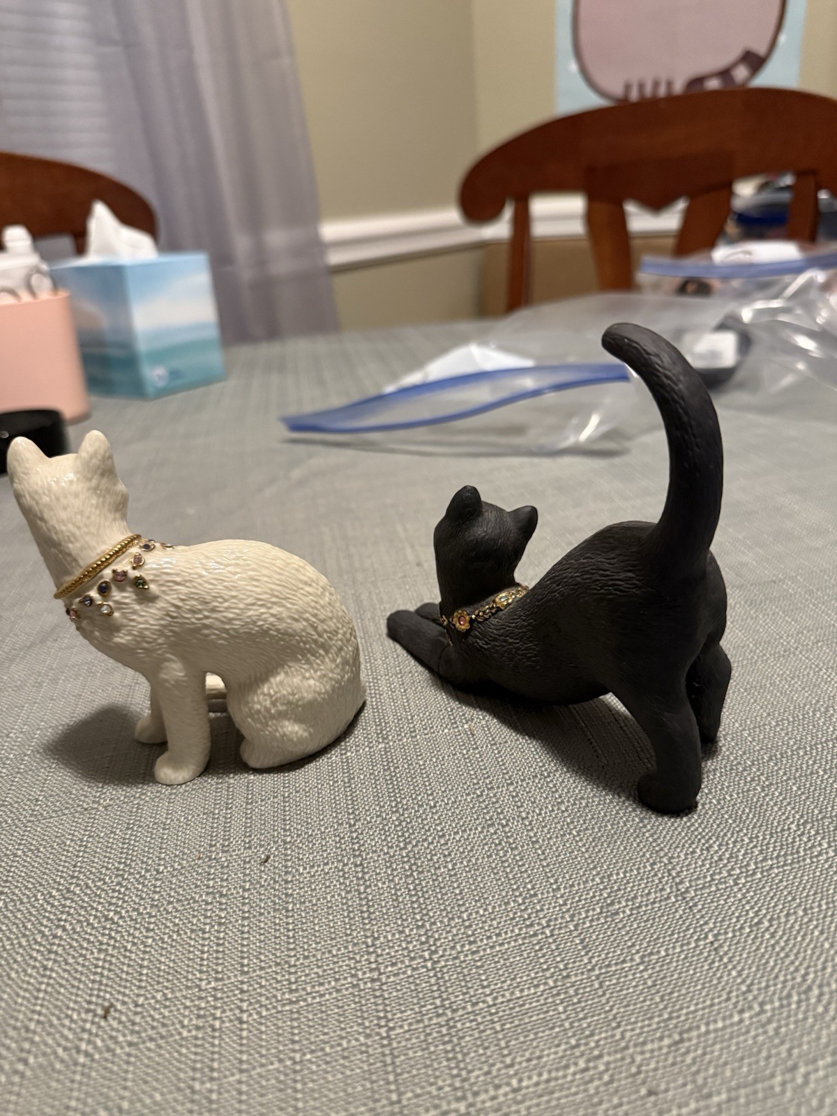 Set 2 Lenox Classic Cat Collection Diamond & Onyx; bone china w/ jewels,retired