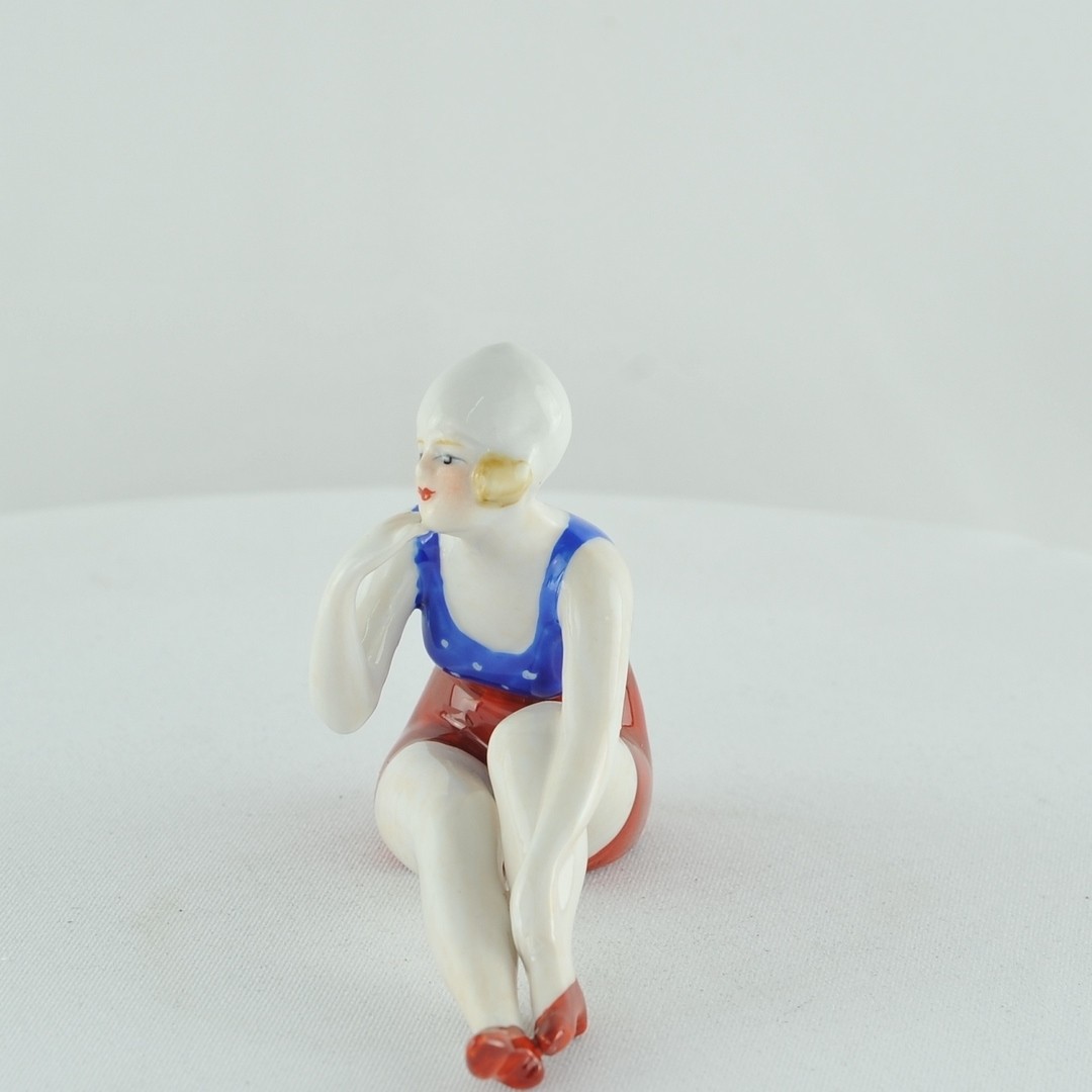 Art Nouveau Style Figurine Bathing Beauty Sexy Art Deco-German Style Porcelain