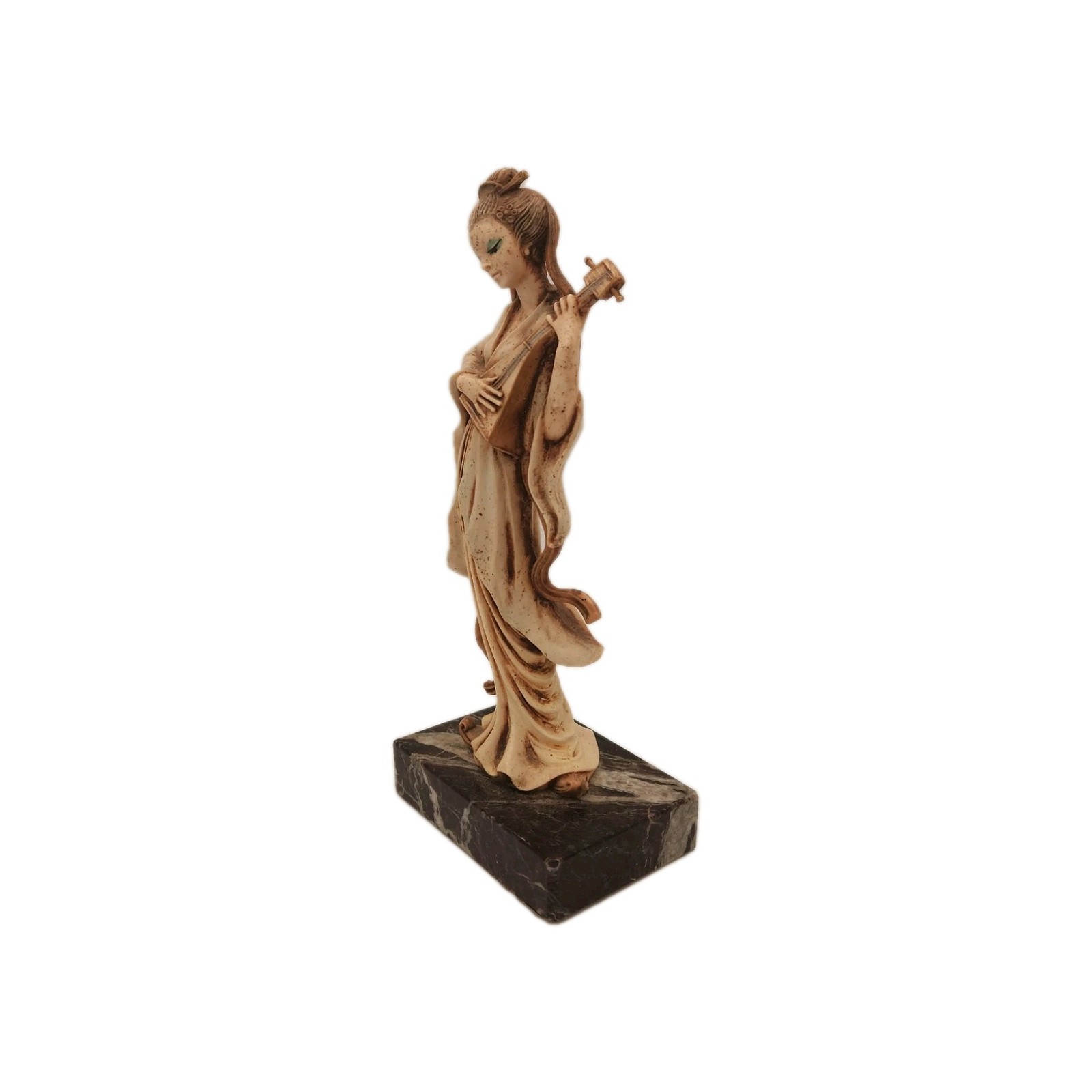 Vintage Chinese Geisha Lady With Musical Instrument Asian Resin Figurine Italy