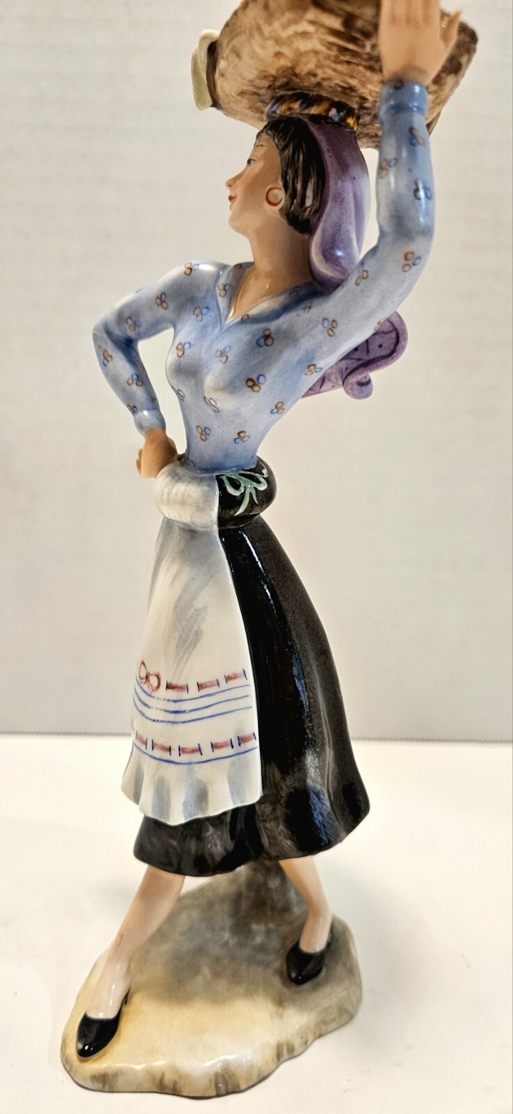 Vista Alegre Porcelain Figurine Douro Litoral Lady Basket Holding Fish Portugal
