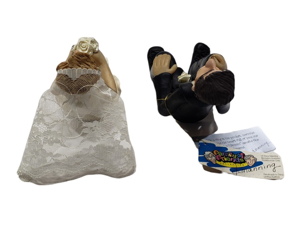 D Manning Family of Friends Bride Groom Shelf Sitter Set Wedding Figurines GUC