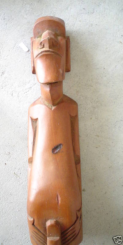 Unique Vintage Folk Art Wood Tribal Man Fertility Figurine