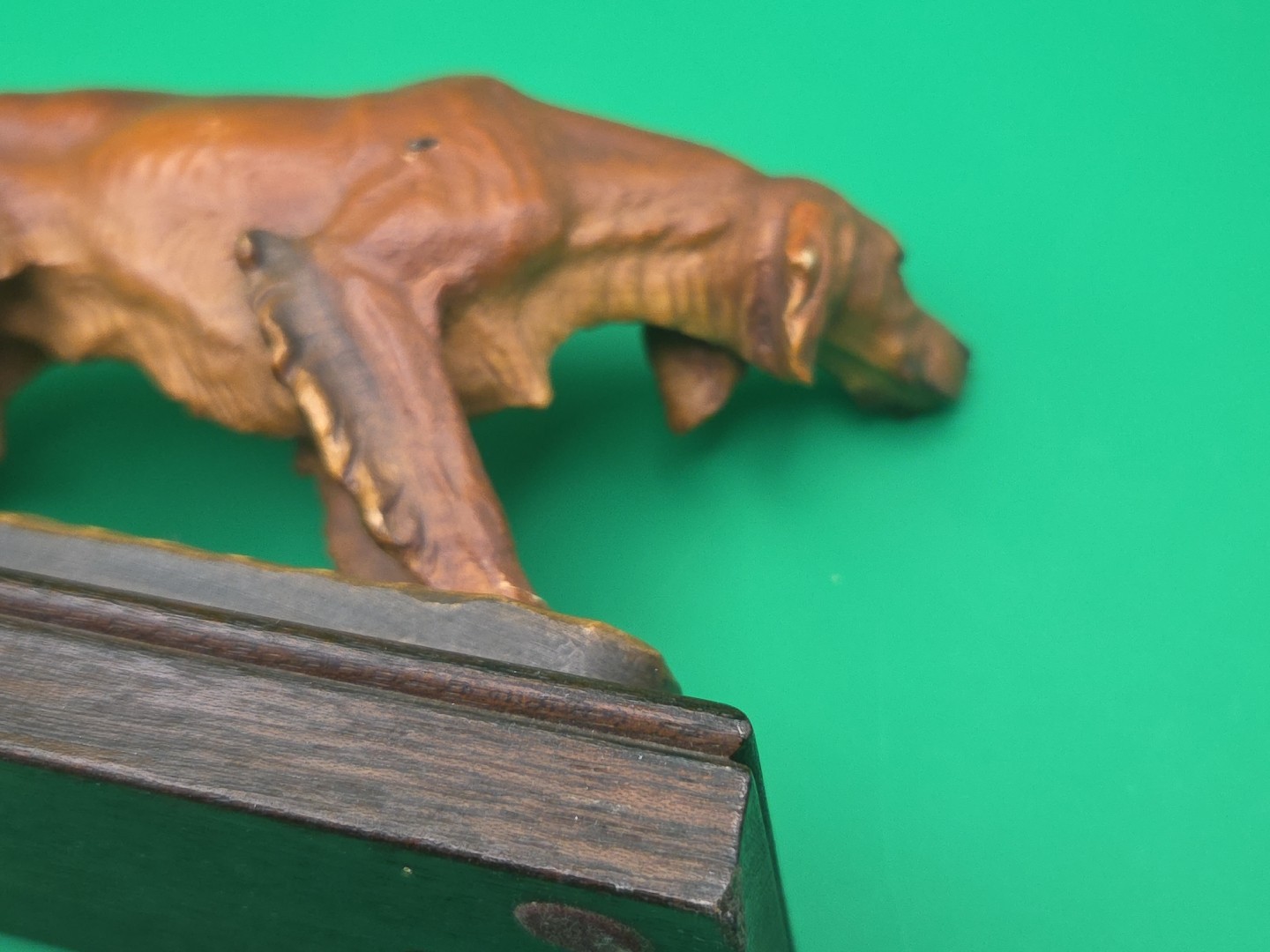 Vtg Helmut Diller Signed Anri Italy Dog Carved Wood Figure RARE Repaired SEE