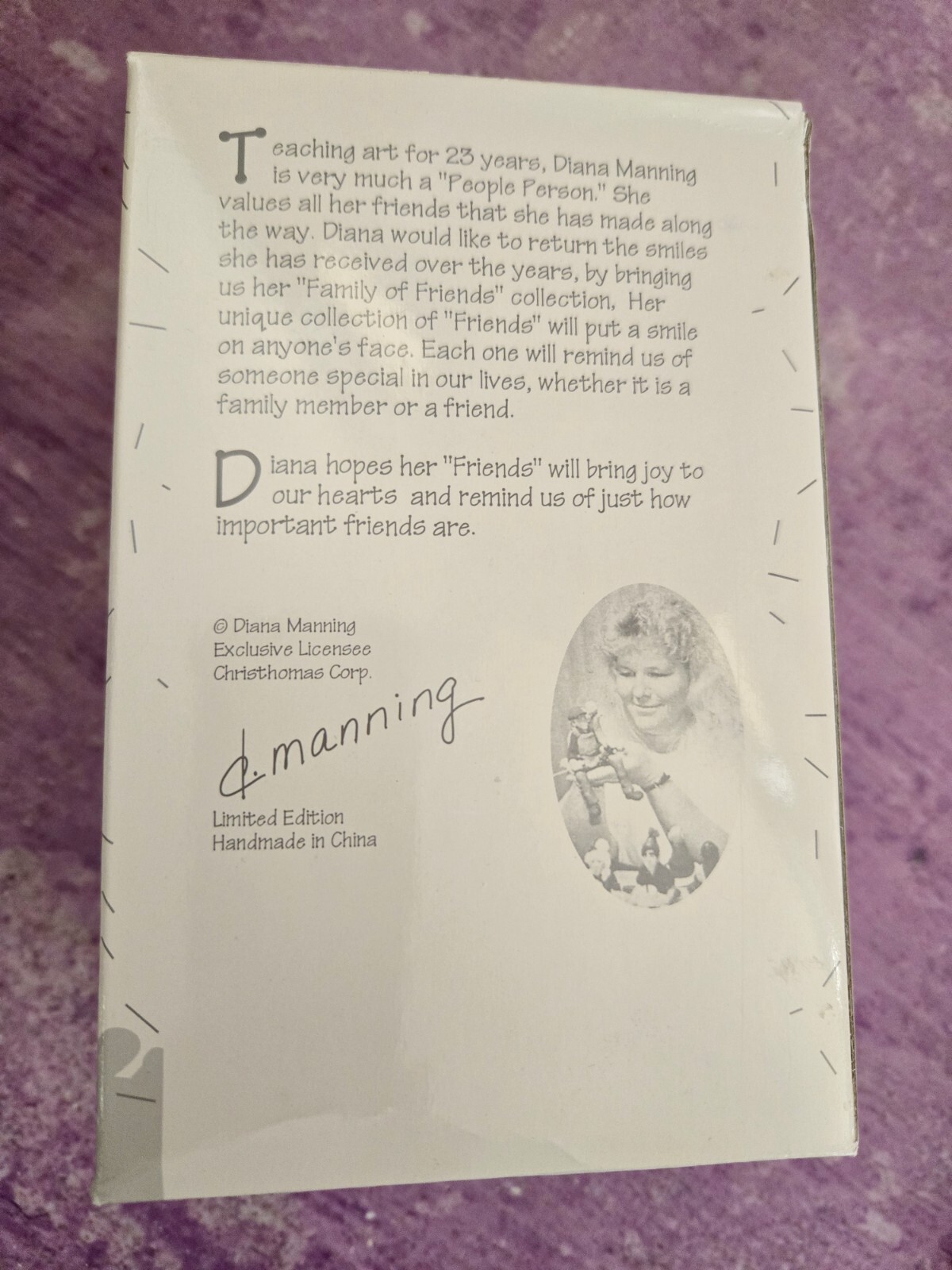 Diana Manning Shelf Sitter Figurine #1 Grandma Purple Vintage Collectible in Box