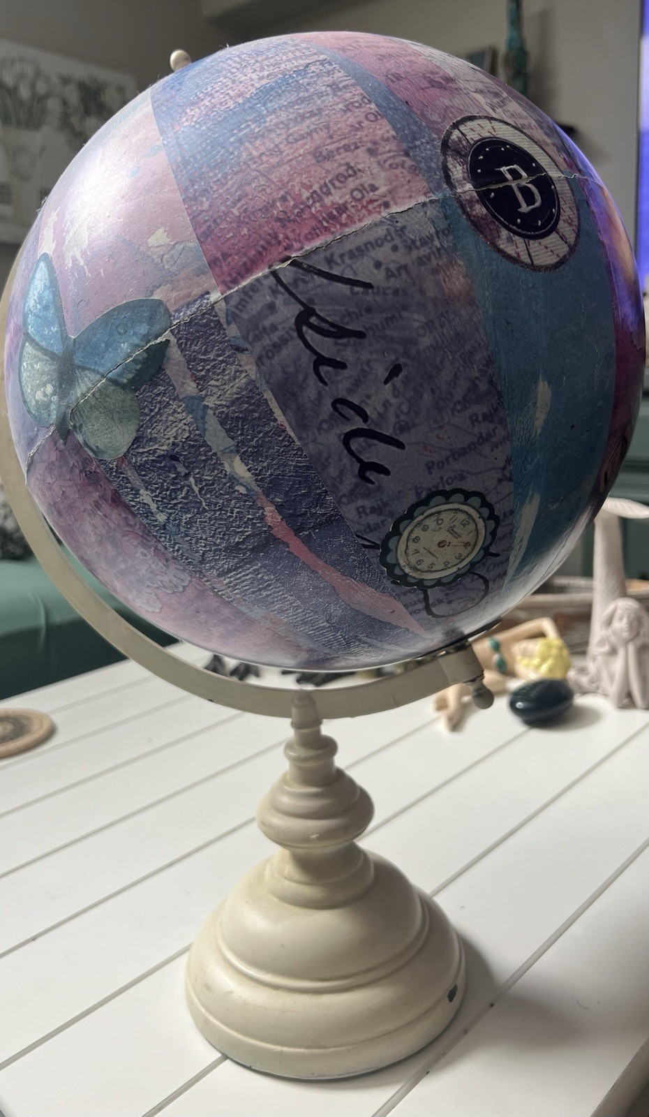 Kelly Rae Roberts “BELIEVE” 19” Decopage Globe