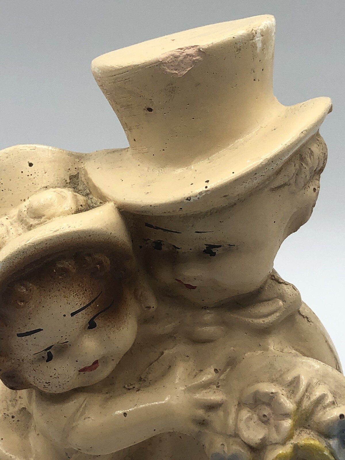 Vintage Chalkware Plaster Bride And Groom