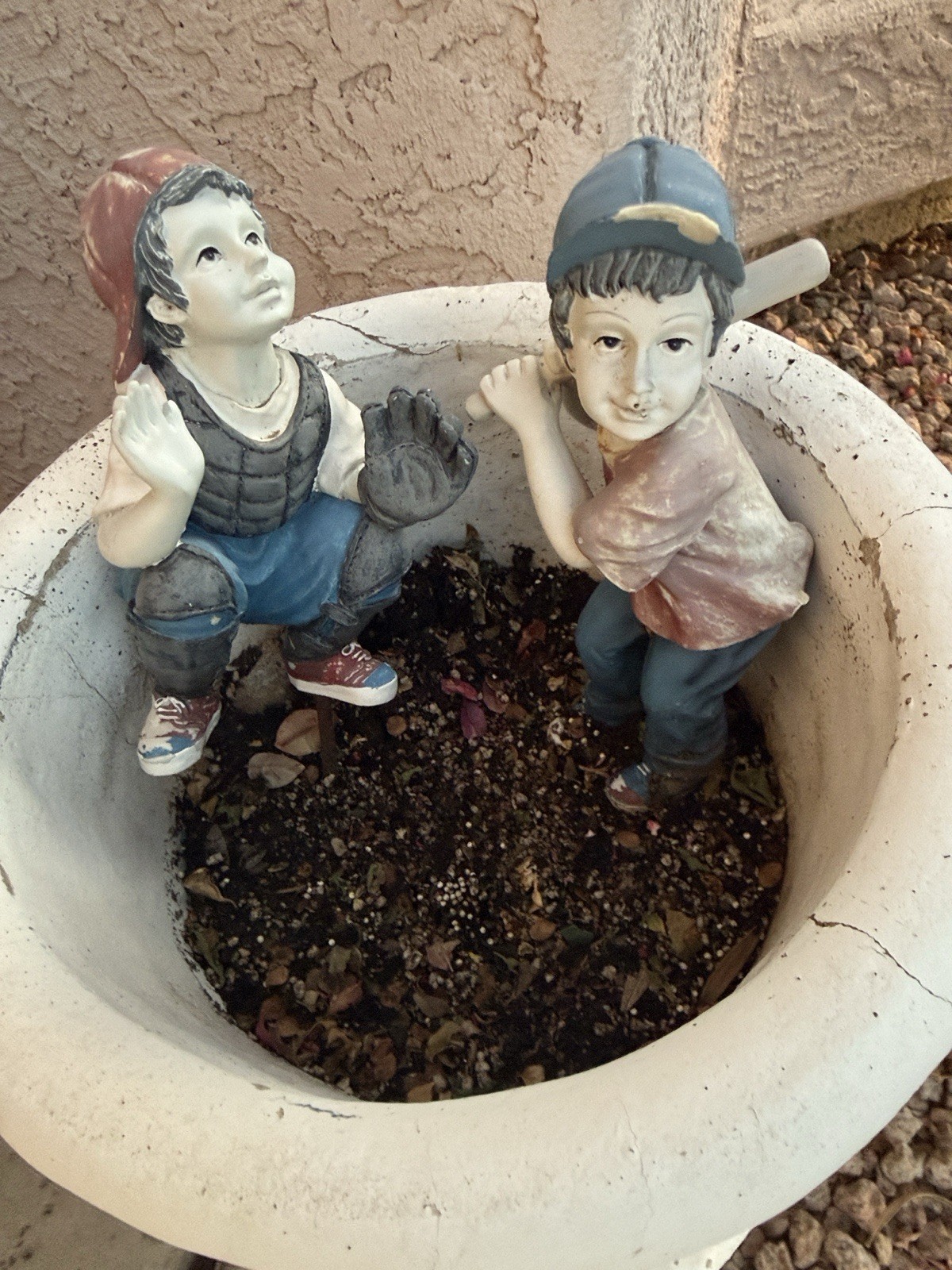 Baseball Pitcher & Catcher Sculptures Vintage Home Run Or Strike