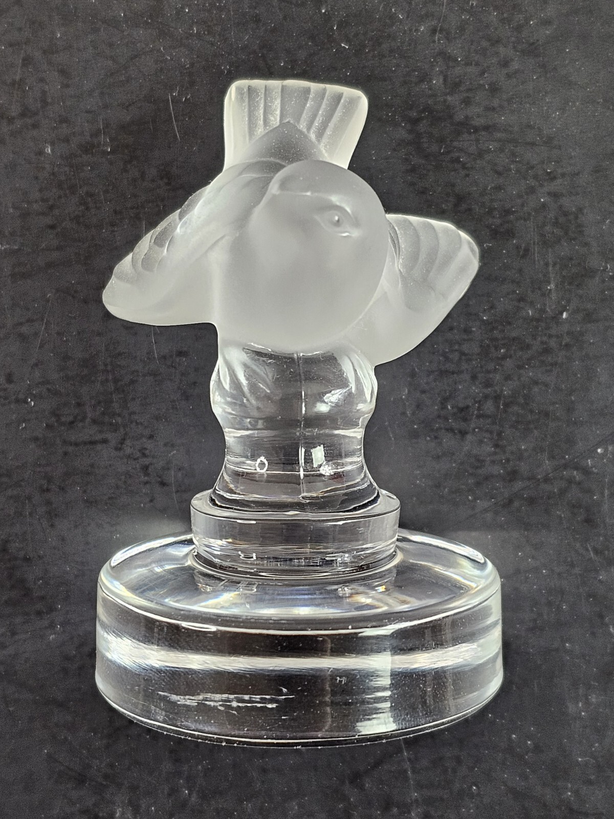 Lalique France Montague Bridgman Frosted Crystal Sparrow Paperweight Signed