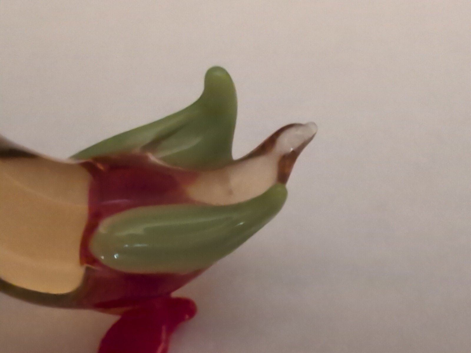 Vintage Swan Miniature Glass Figurine Hand Blown Art Glass Clear Yellow Red