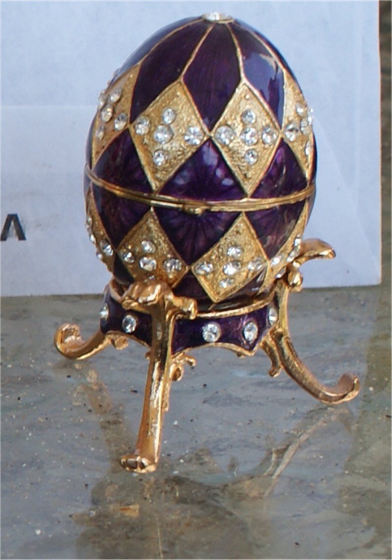 Jeweled Enameled Collectible Replica PURPLE ENAMEL RHINESTONE APPROX 2.5 INCHES