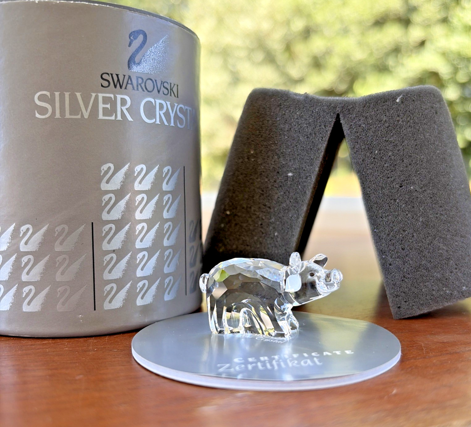 NIB Swarovski Crystal Pig Zodiac Black Eyes Clear Signed W/COA
