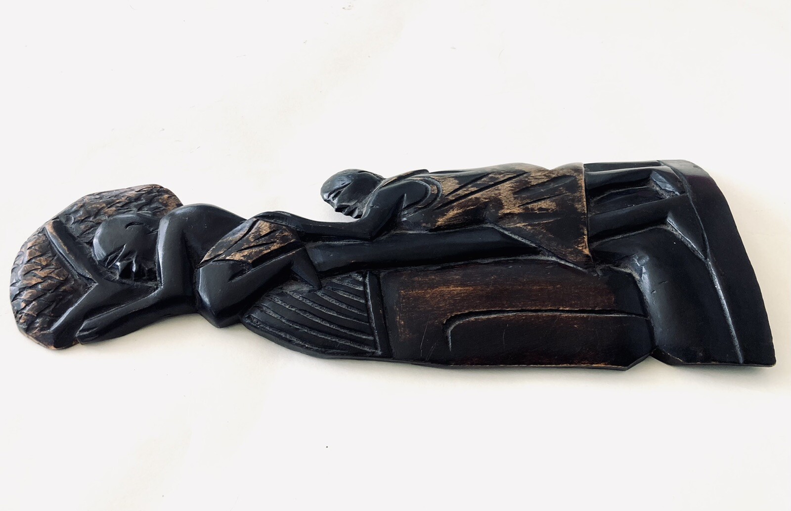 1983 Vintage African Wood Carving Tree Harvest Agricultural Figures Man & Woman