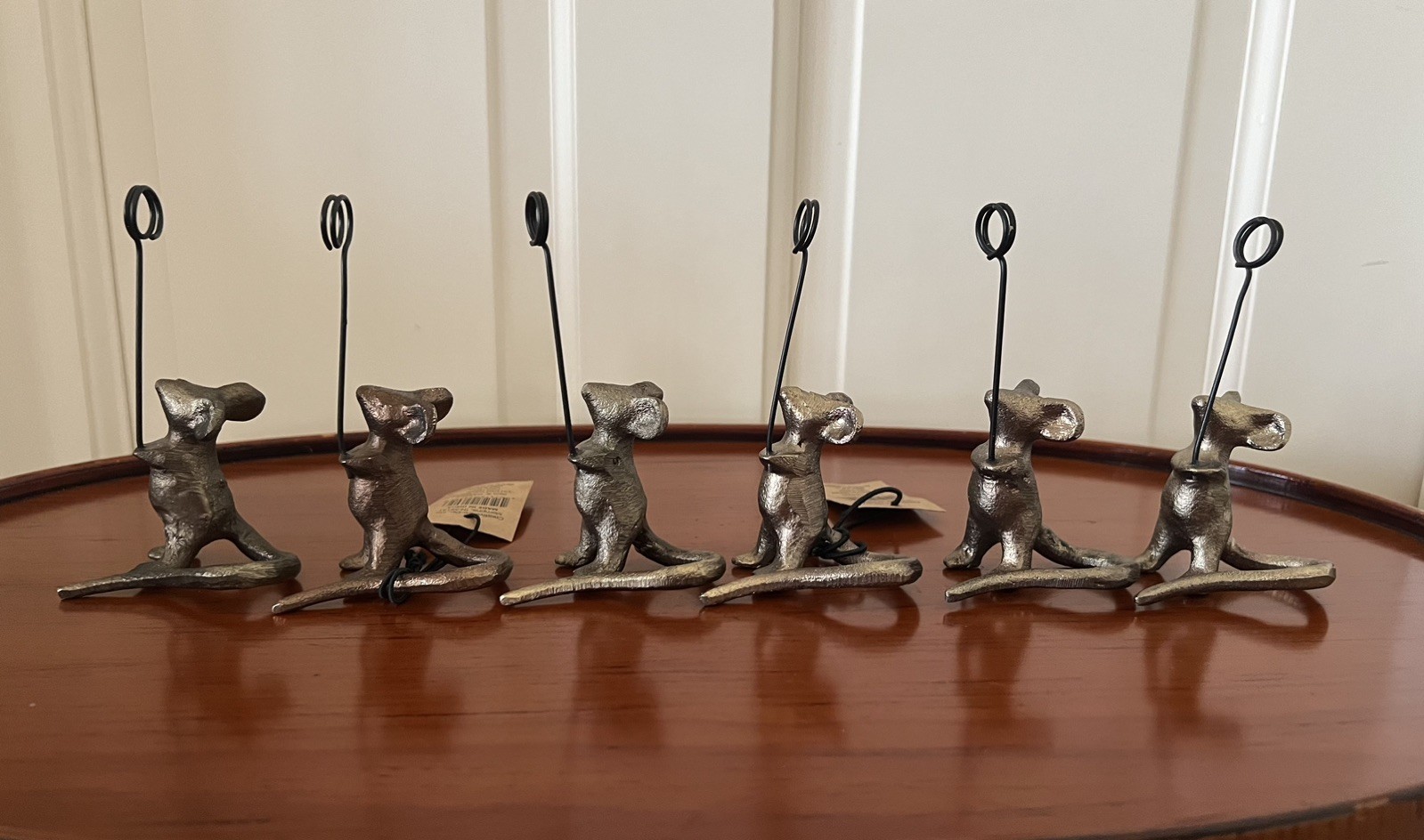 Cast Iron Mouse Place Card Holder Figurine’s Set Of 6 Creative Co-Op India Gold