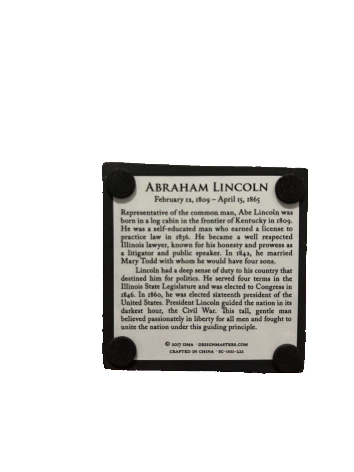 Abraham Lincoln Commemorative 7″ Standing Sculpture Collectible Statue New